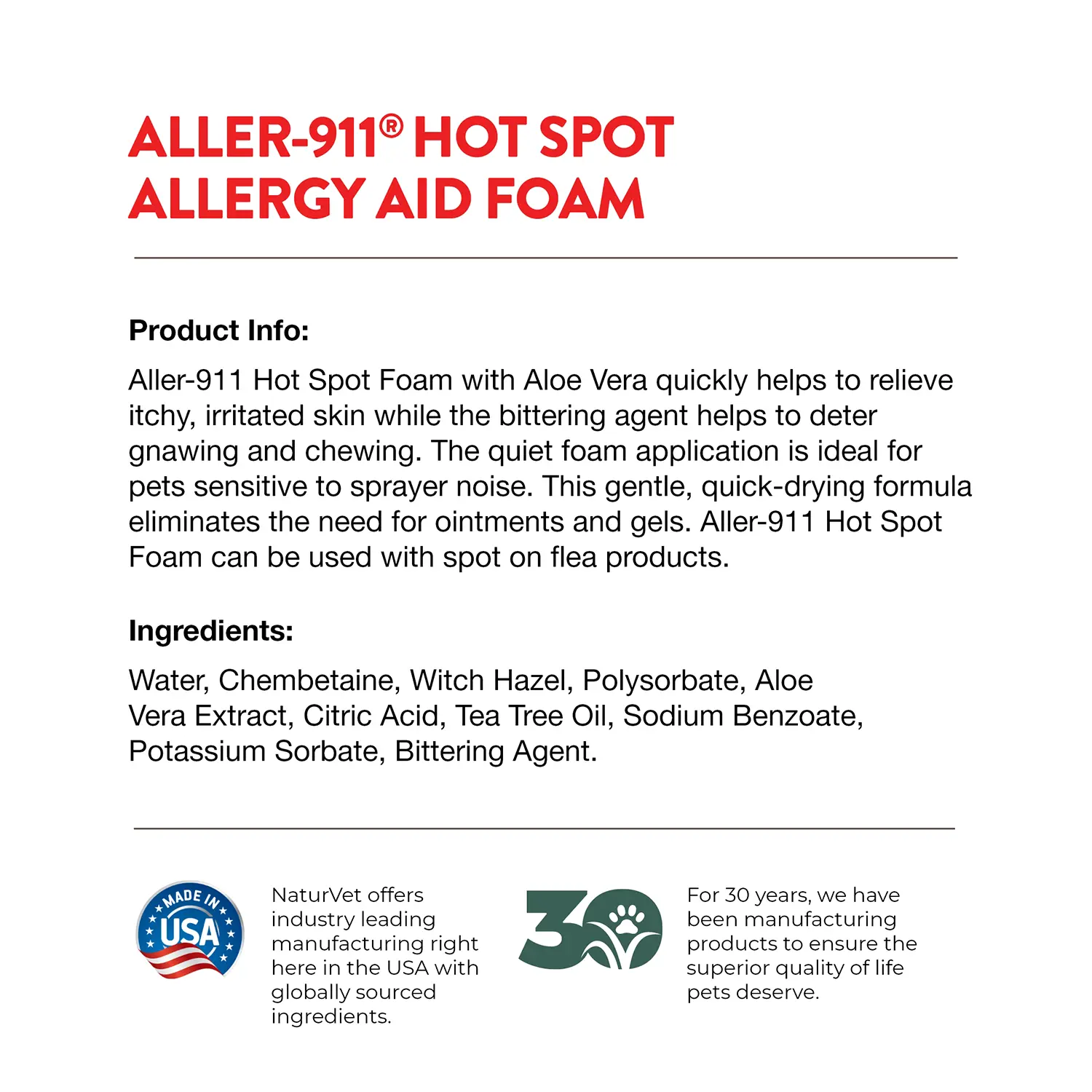 NaturVet Aller-911 Hot Spot Allergy Aid Foam for Dogs & Cats 8-oz - Image 6
