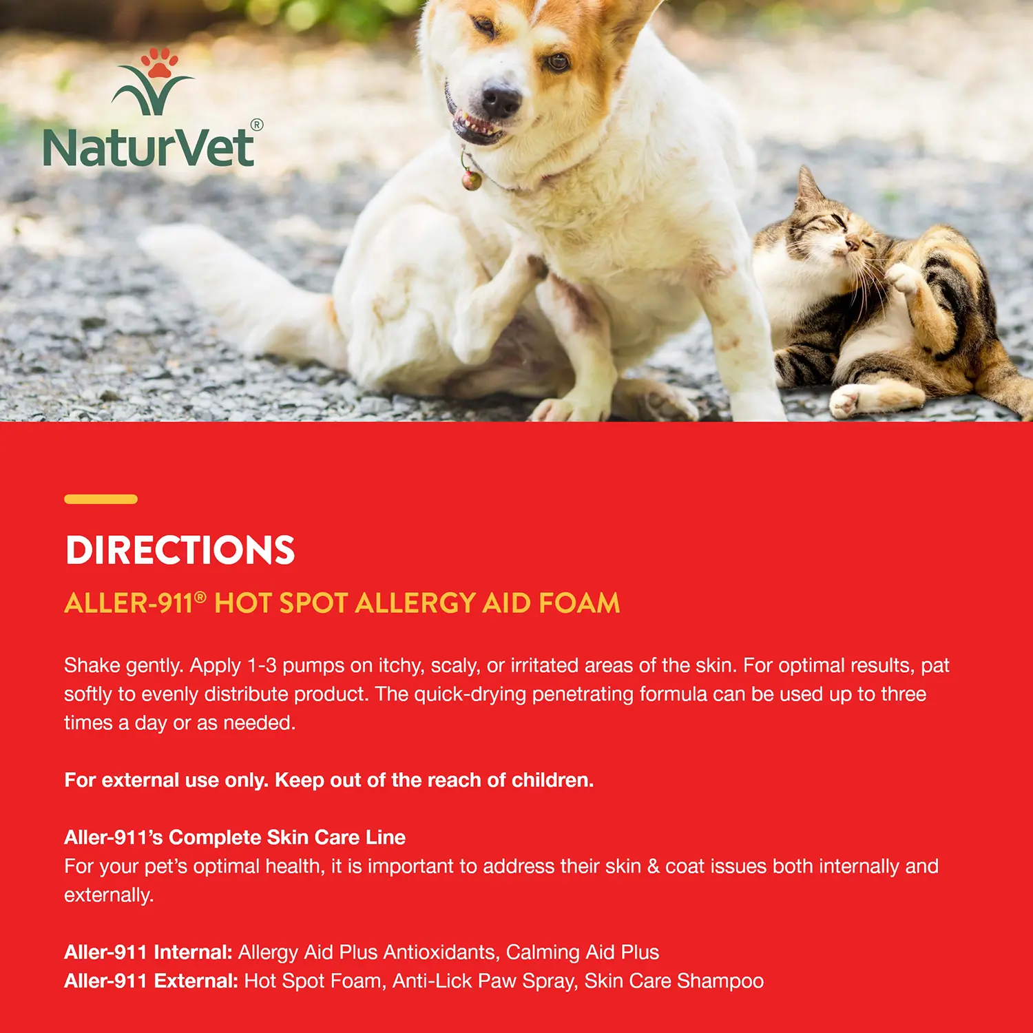 NaturVet Aller-911 Hot Spot Allergy Aid Foam for Dogs & Cats 8-oz - Image 7
