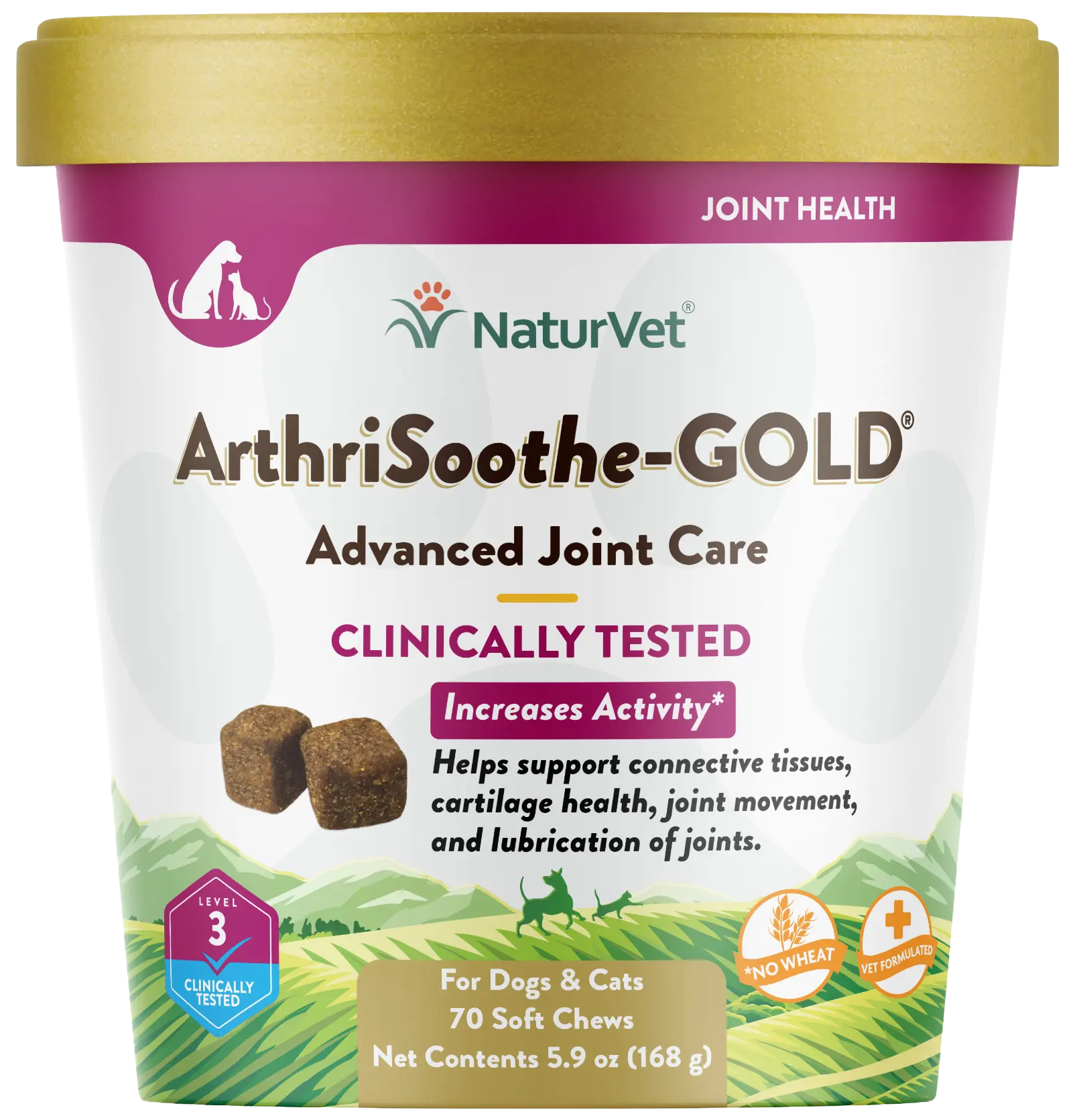 NaturVet ArthriSoothe-GOLD Level 3 Soft Chews for Dogs & Cats 70 Count 5.9-oz