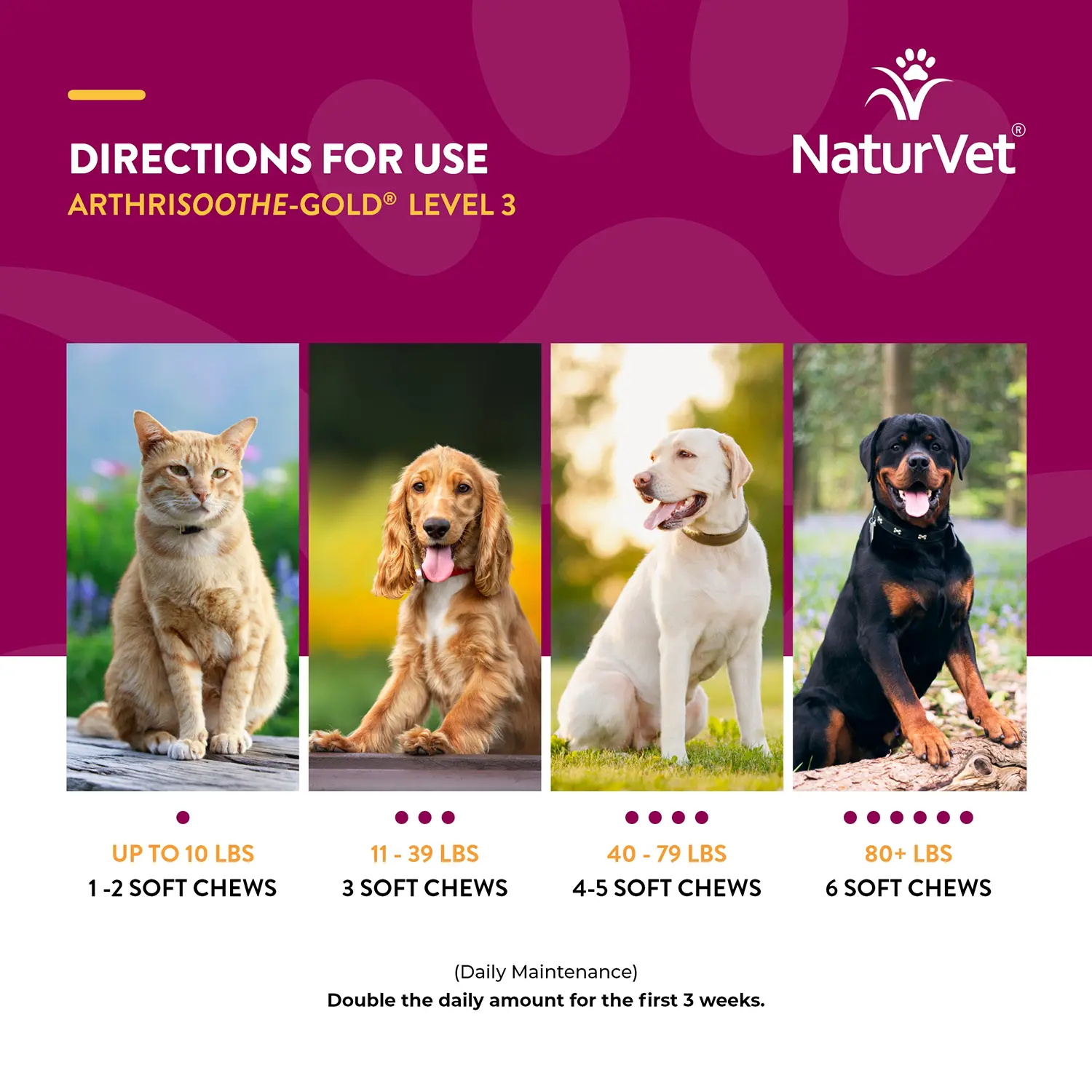 NaturVet ArthriSoothe-GOLD Level 3 Soft Chews for Dogs & Cats 70 Count 5.9-oz - Image 8