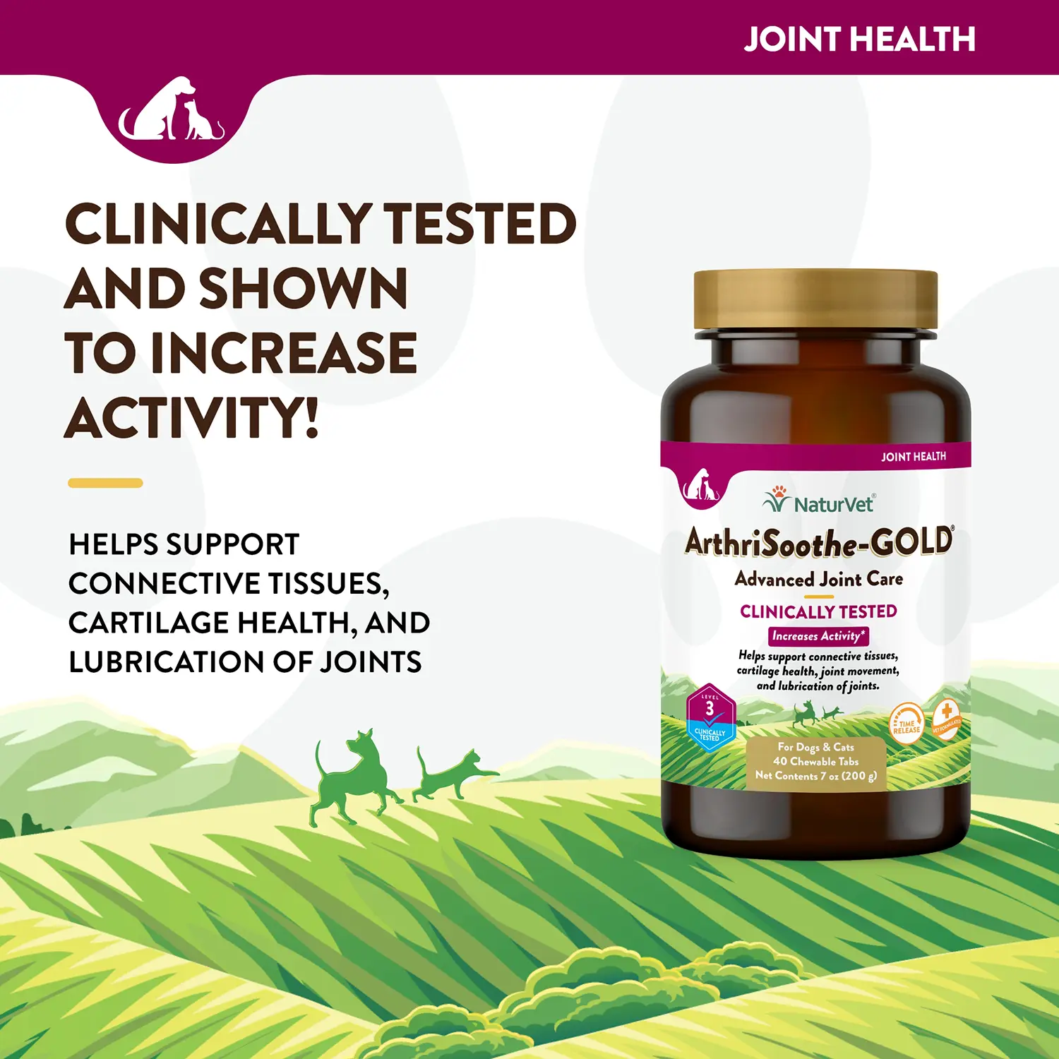 NaturVet ArthriSoothe-GOLD Level 3 Time Release Chewable Tablets for Dogs & Cats 40 Count 7-oz - Image 5