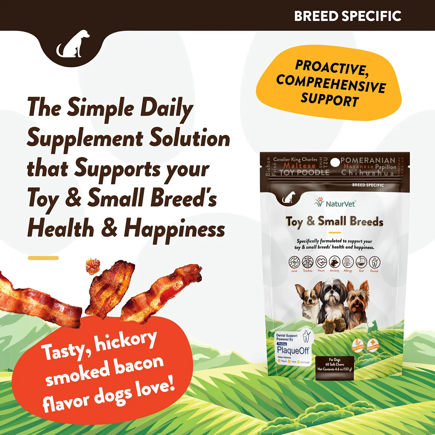 NaturVet Breed Specific Toy & Small Breeds Soft Chew Supplement for Dogs 60 Count 4.6-oz - Image 6