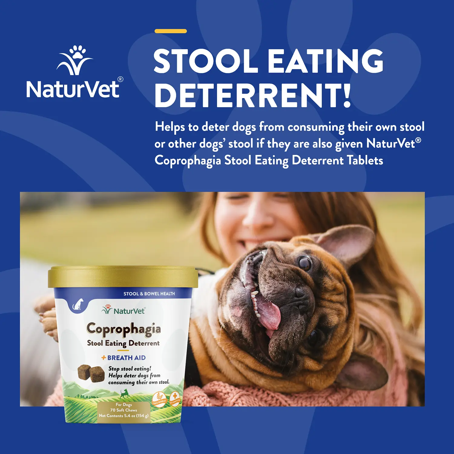 NaturVet Coprophagia Stool Eating Deterrent Soft Chews for Dogs 70 Count 5.4-oz - Image 2
