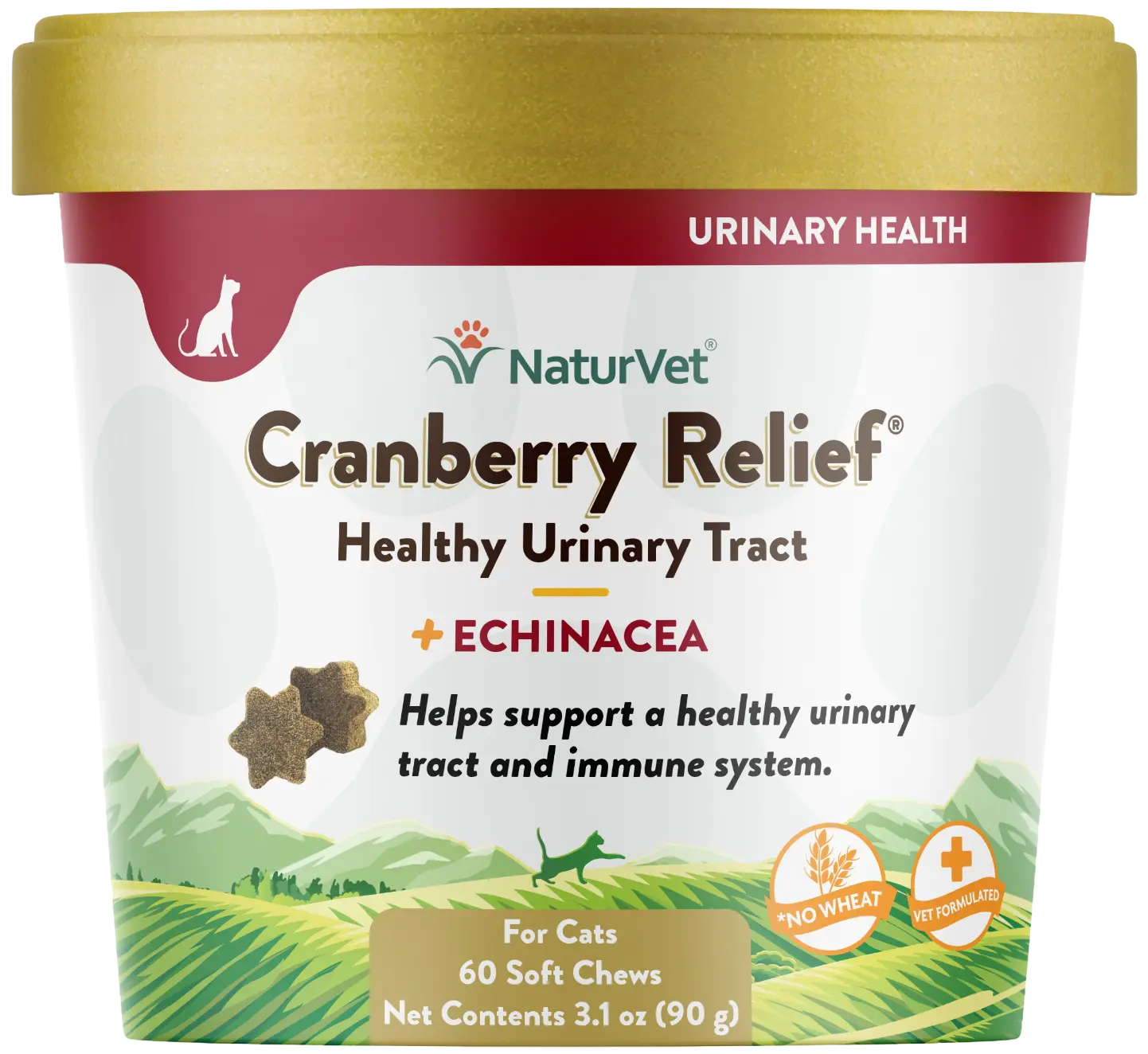NaturVet Cranberry Relief Plus Echinacea Soft Chews for Cats 60 Count 3.1-oz