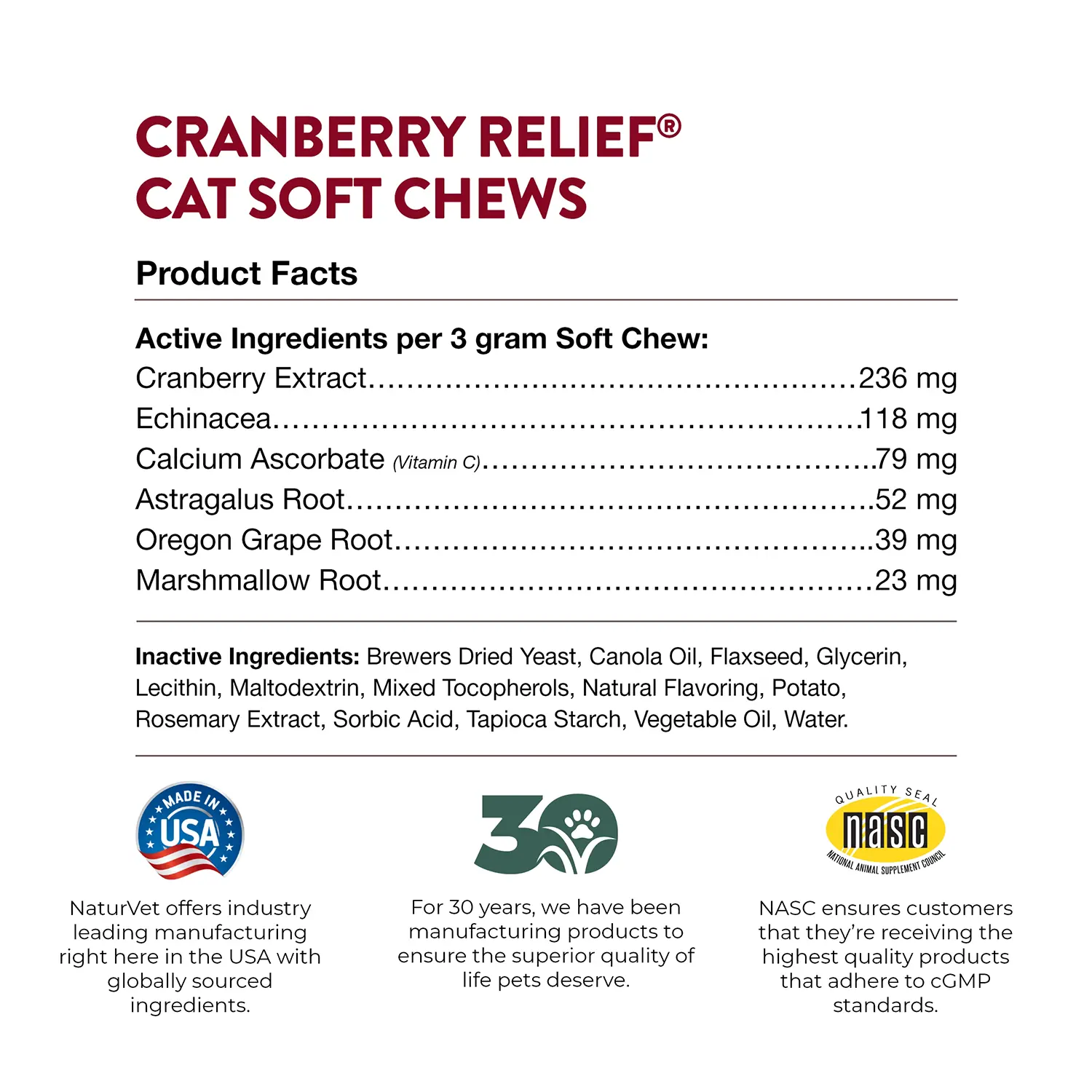 NaturVet Cranberry Relief Plus Echinacea Soft Chews for Cats 60 Count 3.1-oz - Image 6