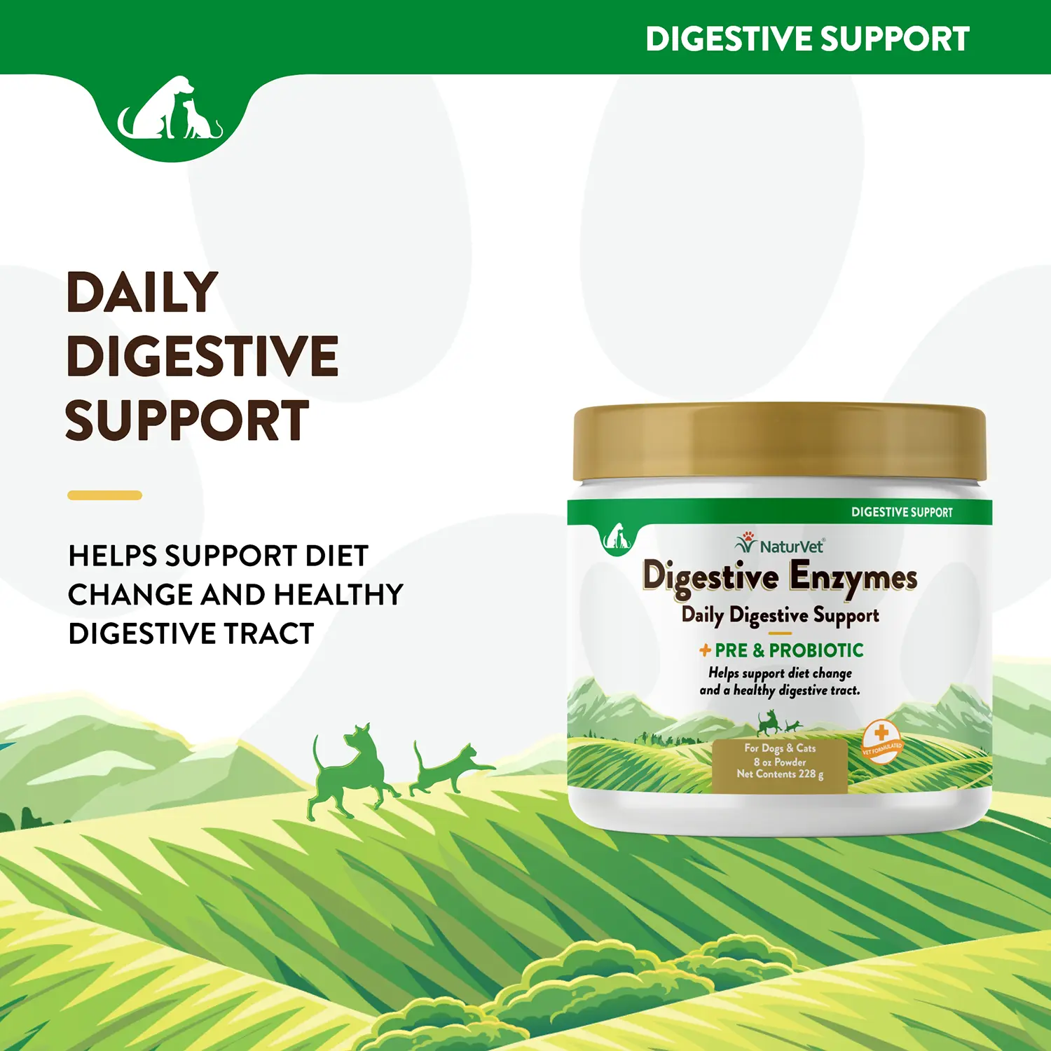 NaturVet Digestive Enzymes Plus Pre and Probiotic Powder for Dogs & Cats 8-oz - Image 4