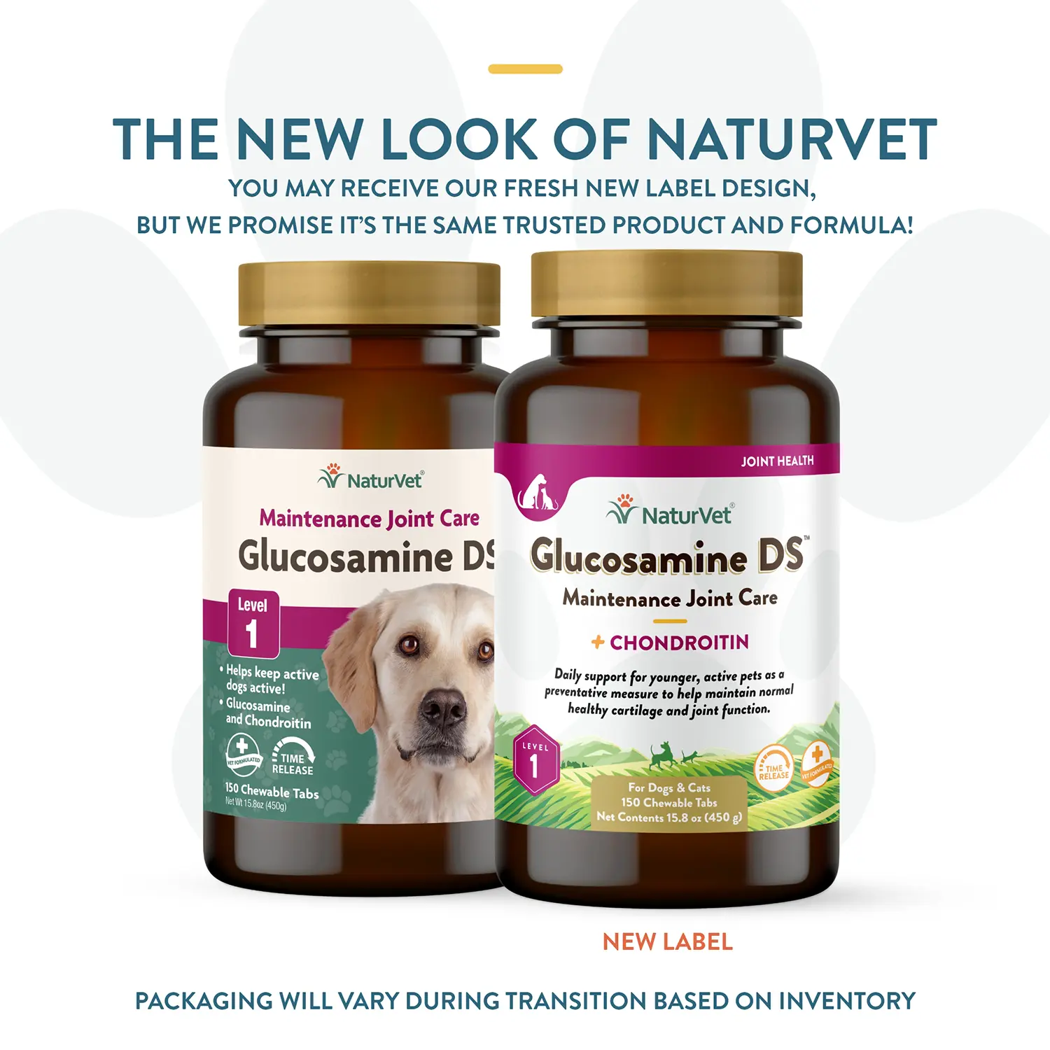 NaturVet Glucosamine DS with Chondroitin Time Release Chewable Tablets for Dogs & Cats 150 Count 15.8-oz - Image 2