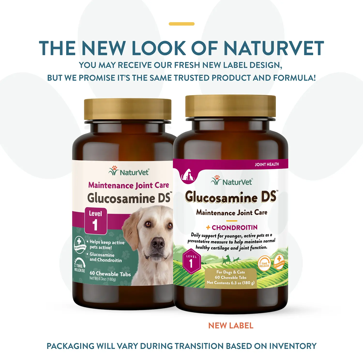 NaturVet Glucosamine DS with Chondroitin Time Release Chewable Tablets for Dogs & Cats 60 Count 6.3-oz - Image 2