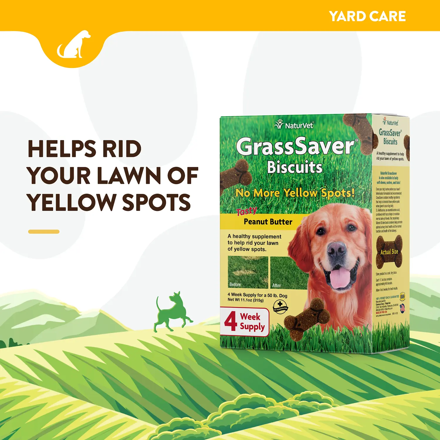 NaturVet GrassSaver Dog Biscuits Peanut Butter 11.1-oz - Image 2