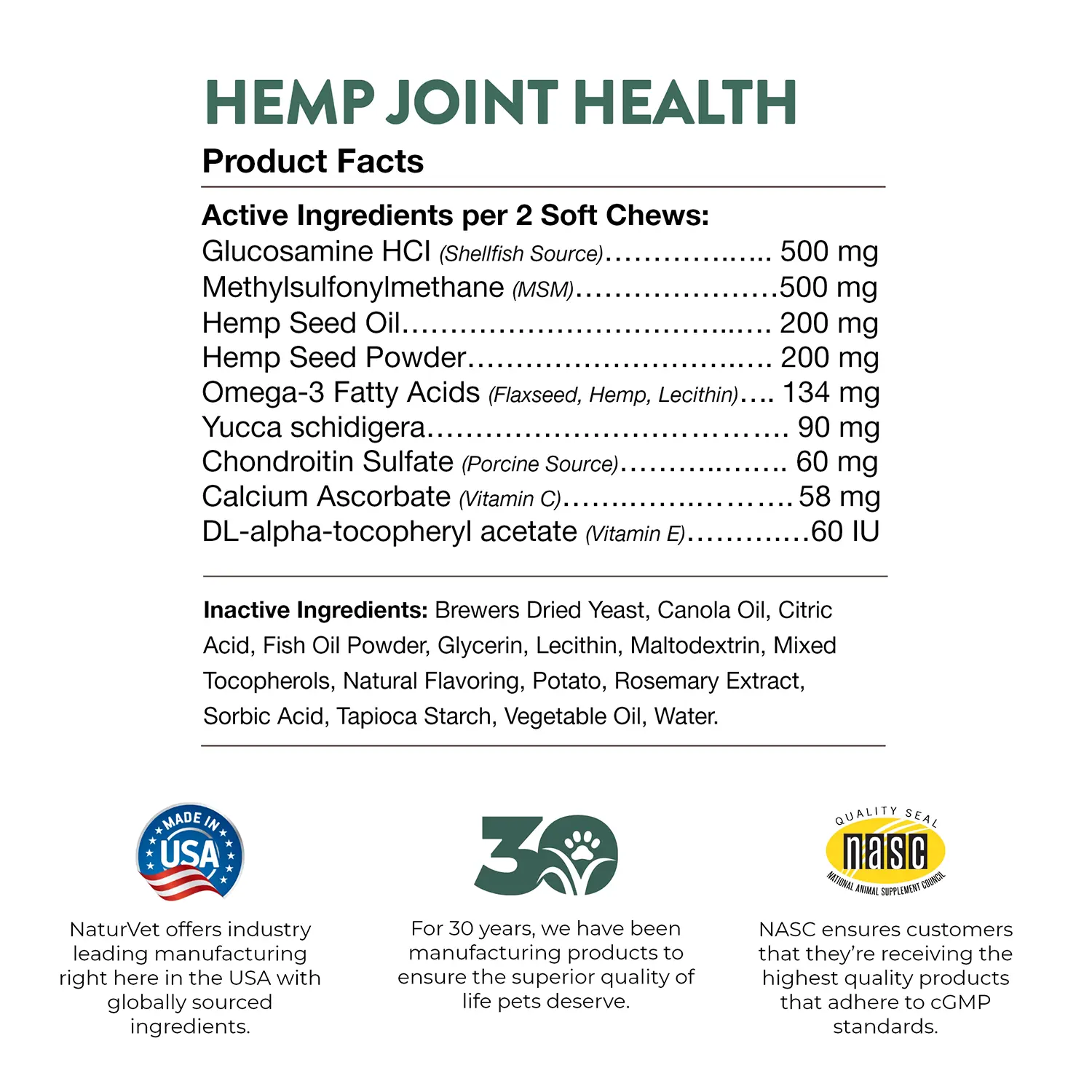 NaturVet Hemp Joint Health Soft Chews for Dogs 60 Count 6.3-oz - Image 6