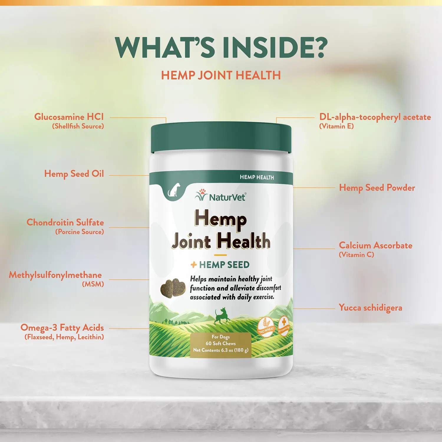 NaturVet Hemp Joint Health Soft Chews for Dogs 60 Count 6.3-oz - Image 7