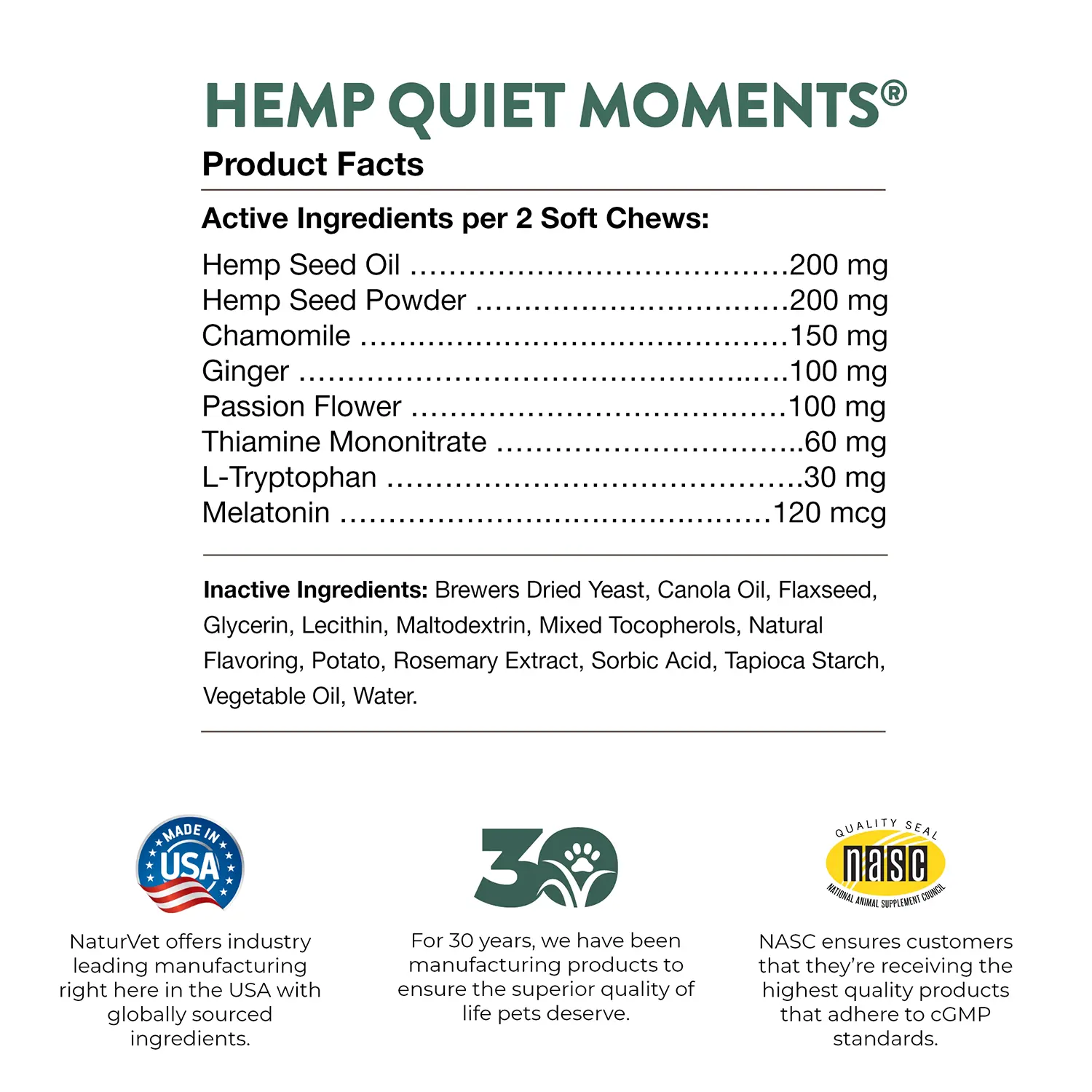 NaturVet Hemp Quiet Moments Soft Chews for Dogs 180 Count 19-oz - Image 5