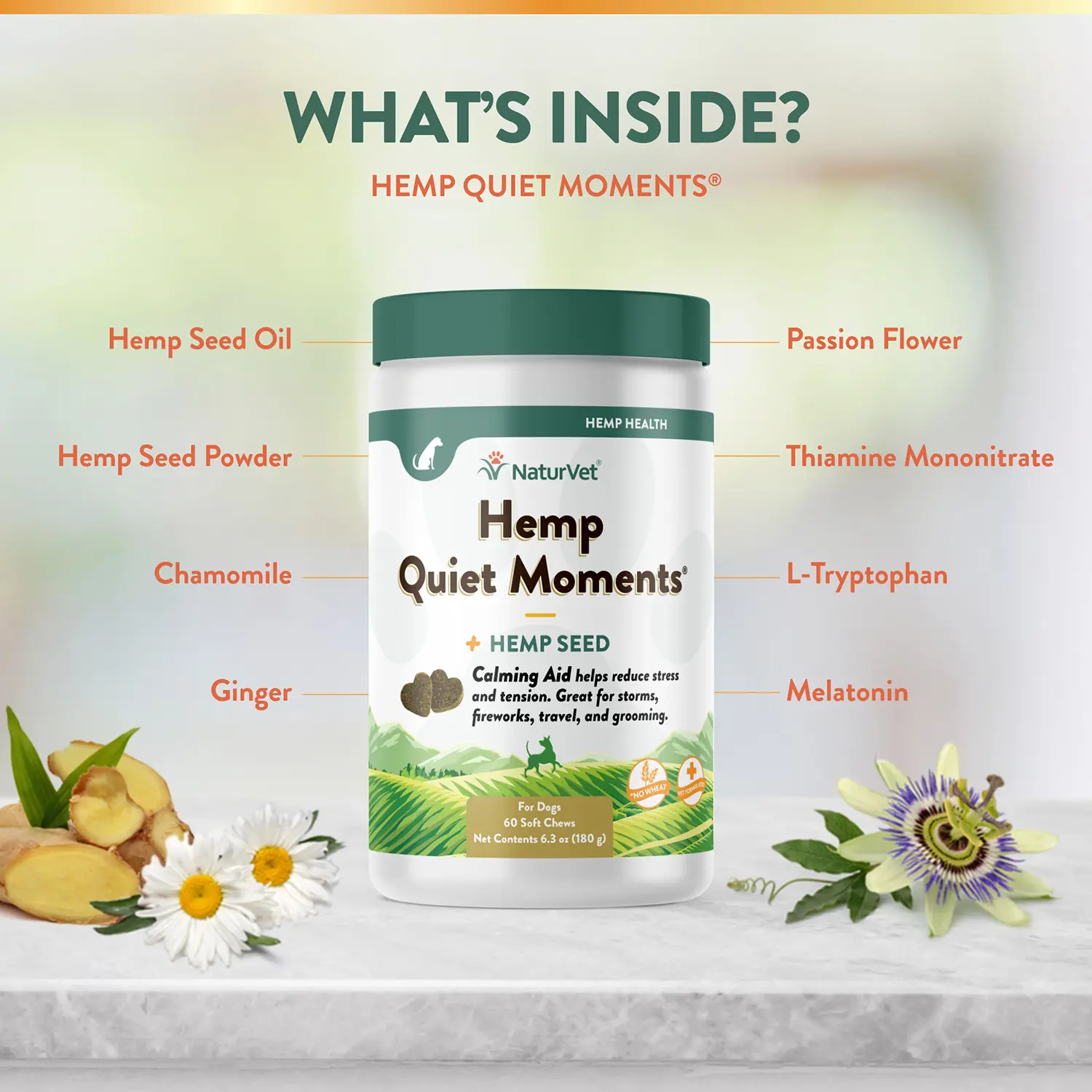 NaturVet Hemp Quiet Moments Soft Chews for Dogs 60 Count 6.3-oz - Image 7