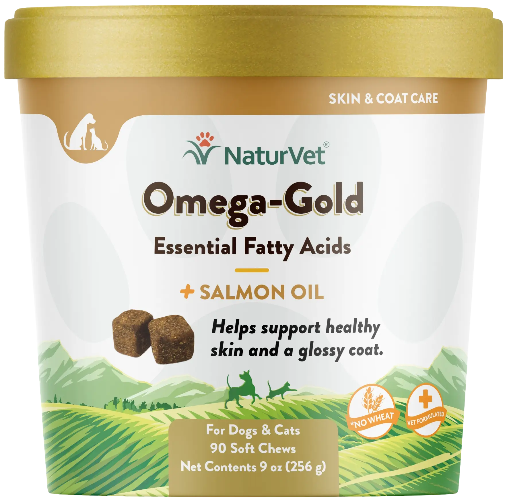 NaturVet Omega-Gold Plus Salmon Oil Soft Chews for Dogs & Cats 90 Count 9-oz