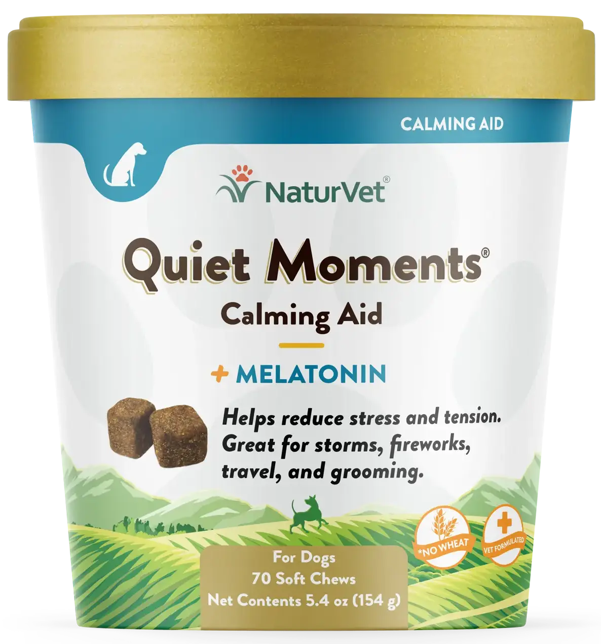 NaturVet Quiet Moments Calming Aid Plus Melatonin Soft Chews for Dogs 70 Count 5.4-oz