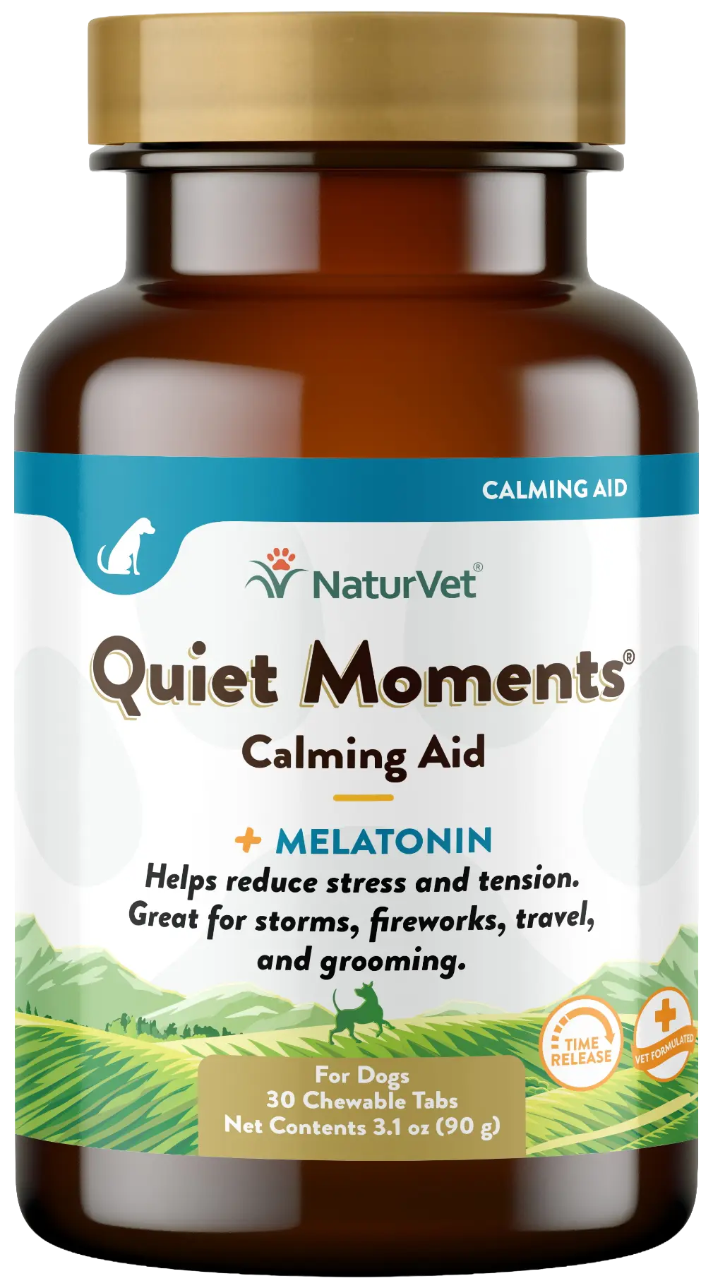NaturVet Quiet Moments Time Release Tasty Chewable Tablets for Dogs 30 Count 3.1-oz