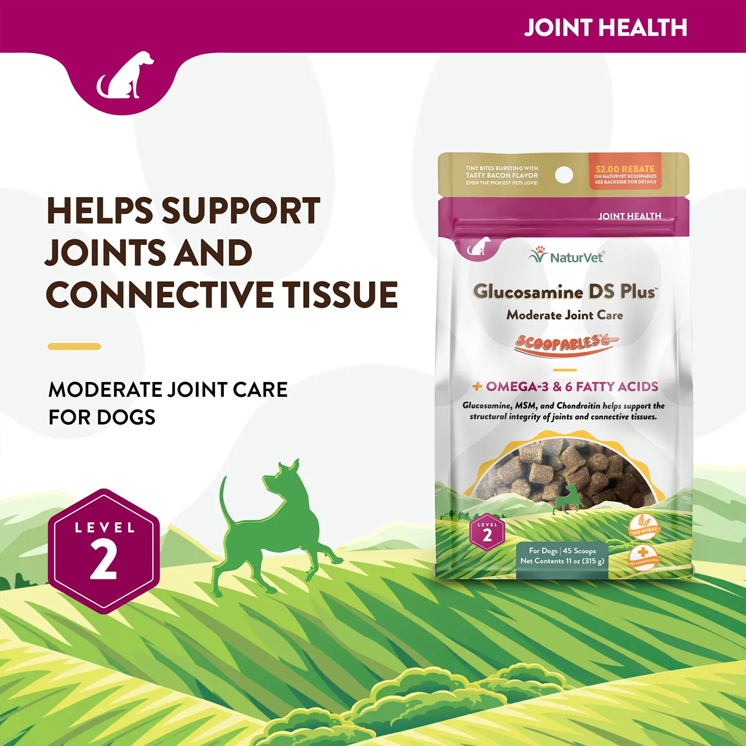NaturVet Scoopables Glucosamine DS Plus Level 2 Moderate Joint Care Supplement for Dogs 45 Count 11-oz - Image 6