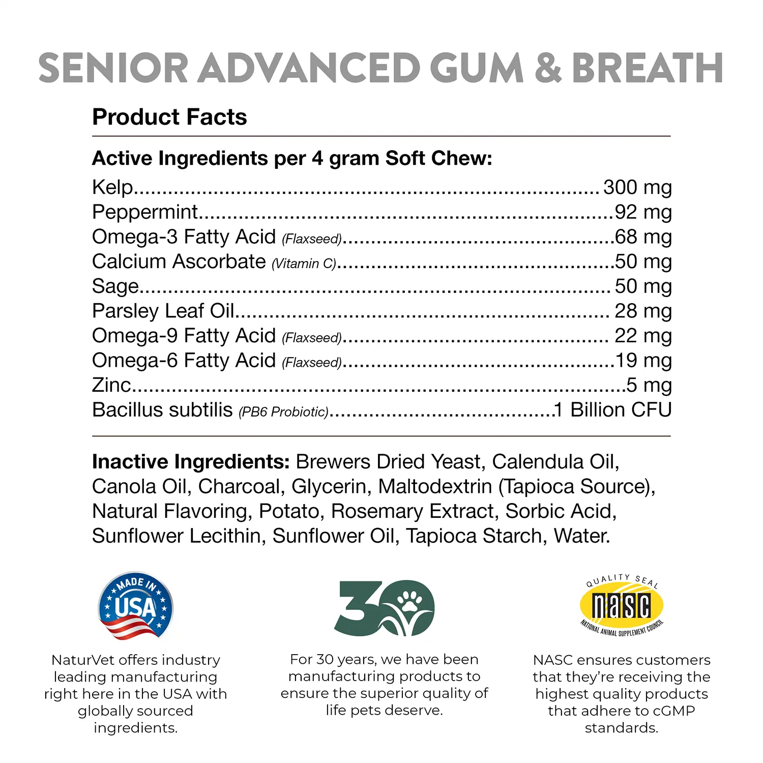 NaturVet Senior Advanced Gum & Breath Dog Soft Chews 45 Count 6.3-oz - Image 4