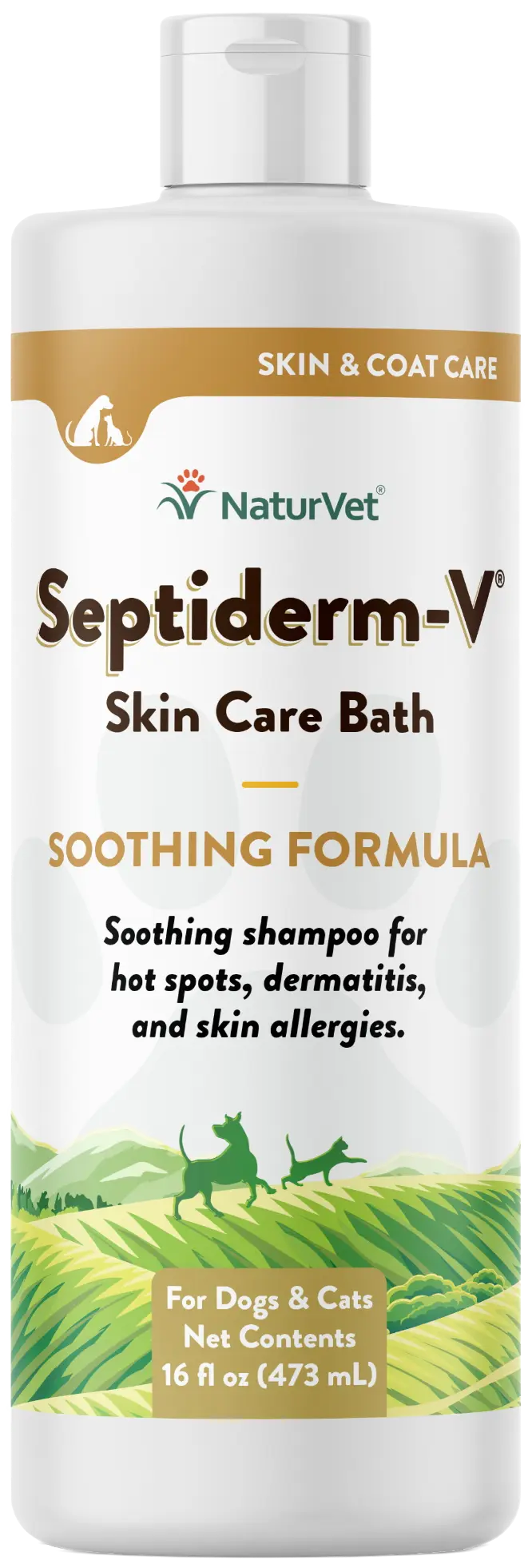 NaturVet Septiderm-V Skin Care Bath Soothing Formula Shampoo for Dogs & Cats 16-oz