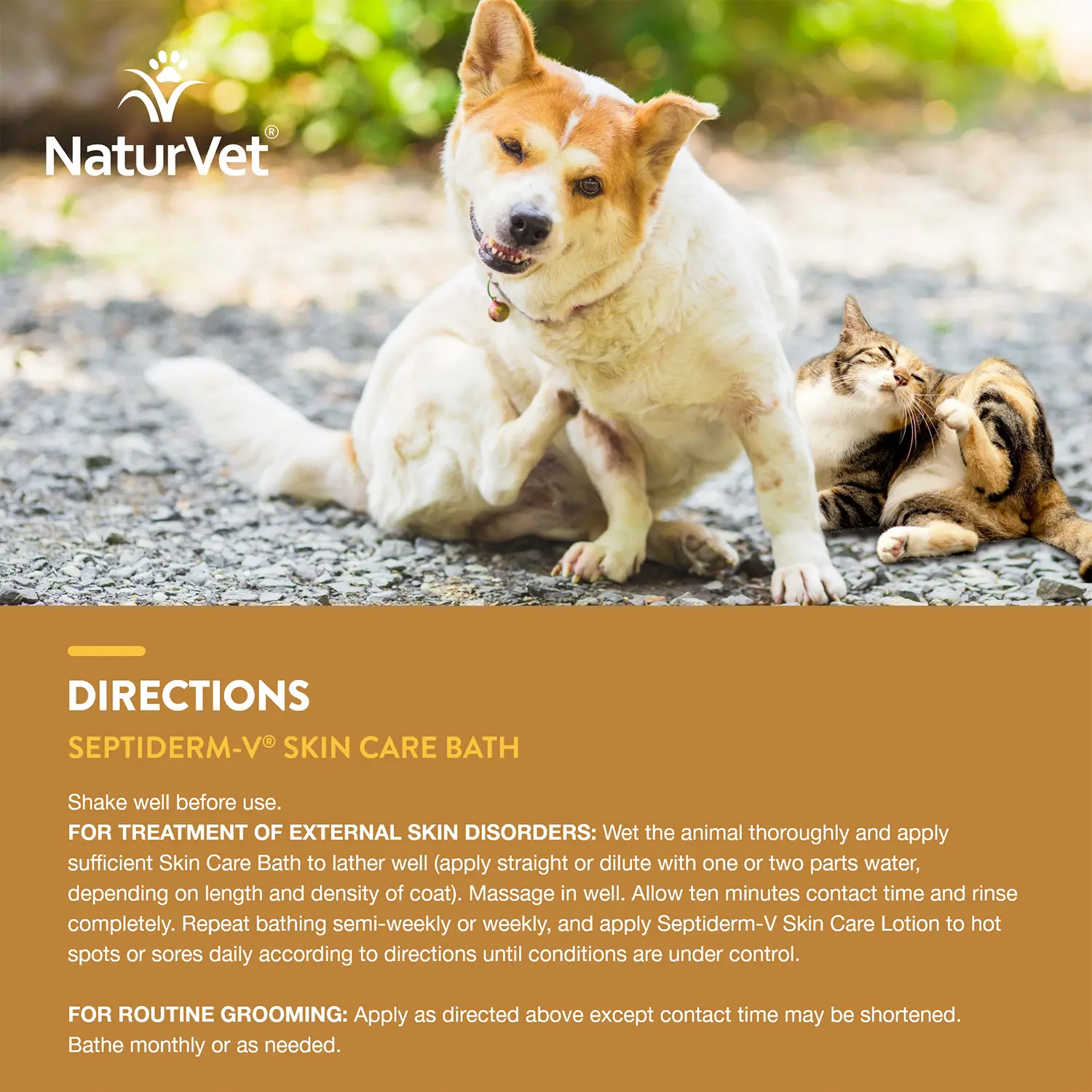 NaturVet Septiderm-V Skin Care Bath Soothing Formula Shampoo for Dogs & Cats 16-oz - Image 6