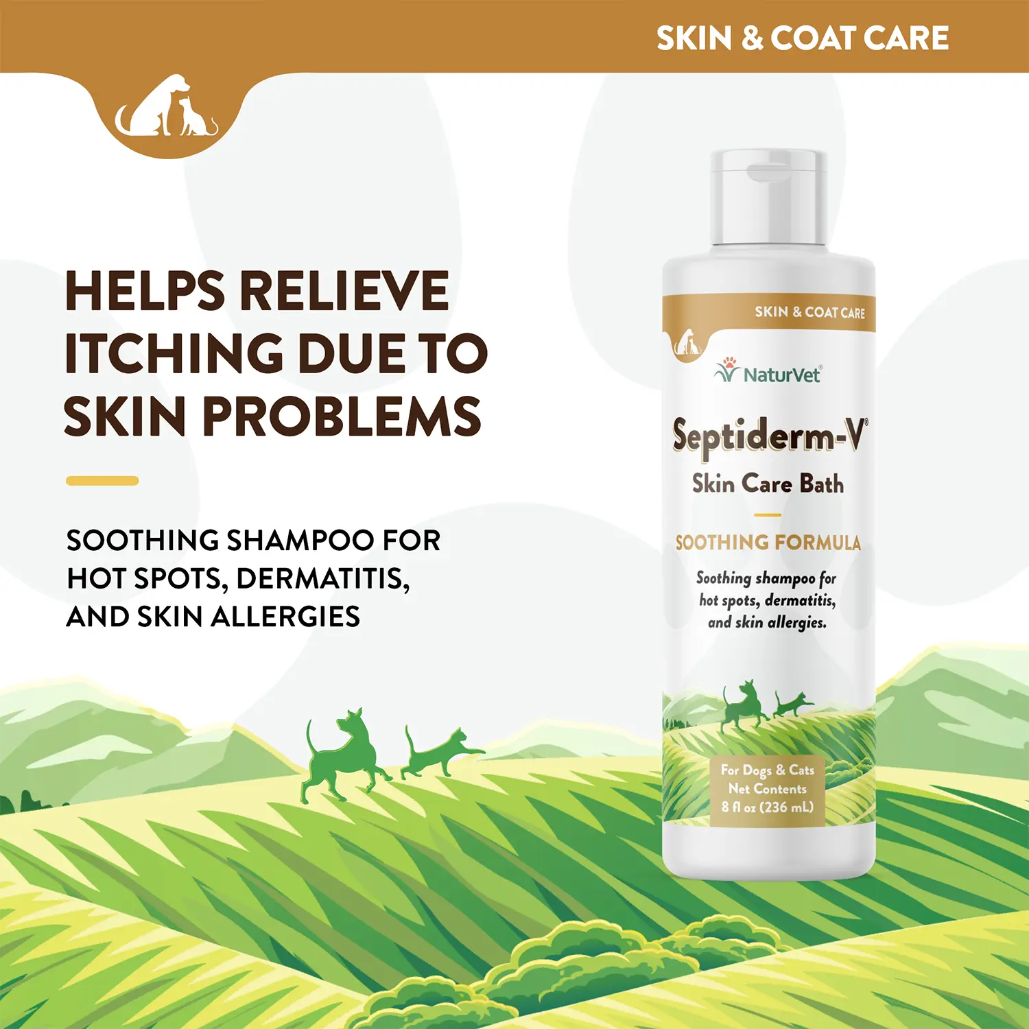 NaturVet Septiderm-V Skin Care Soothing Formula Lotion for Dogs & Cats 8-oz - Image 5