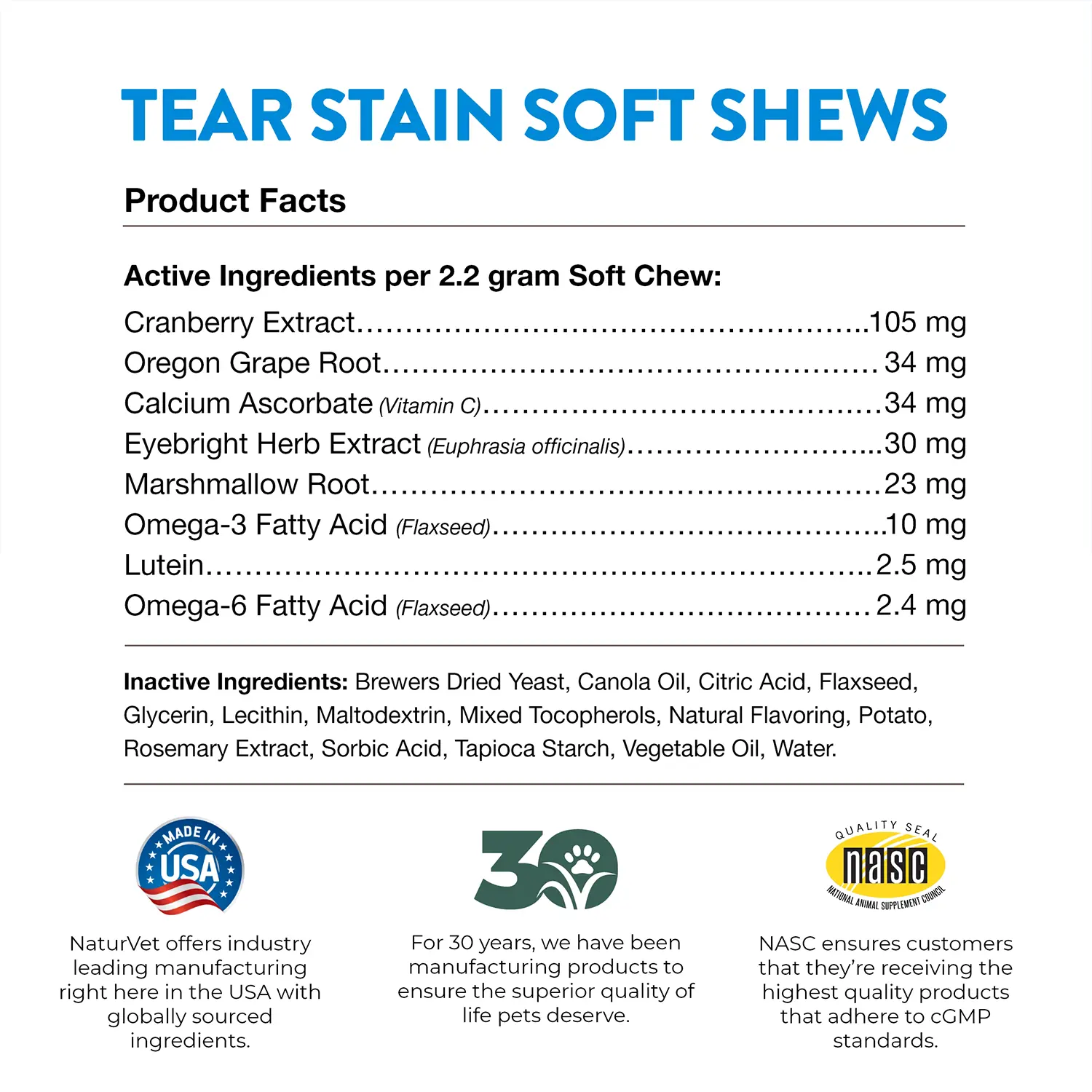 NaturVet Tear Stain Soft Chews for Dogs & Cats 70 Count 5.4-oz - Image 4