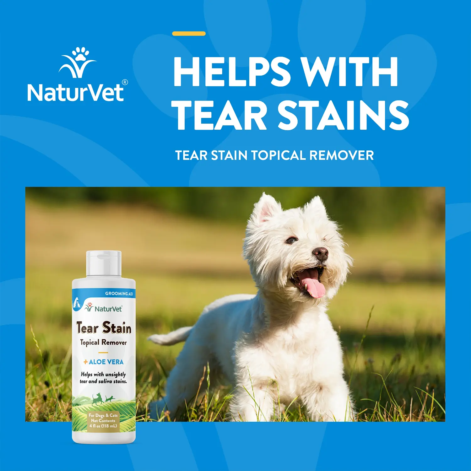 NaturVet Tear Stain Topical Remover for Dogs & Cats 4-oz - Image 3