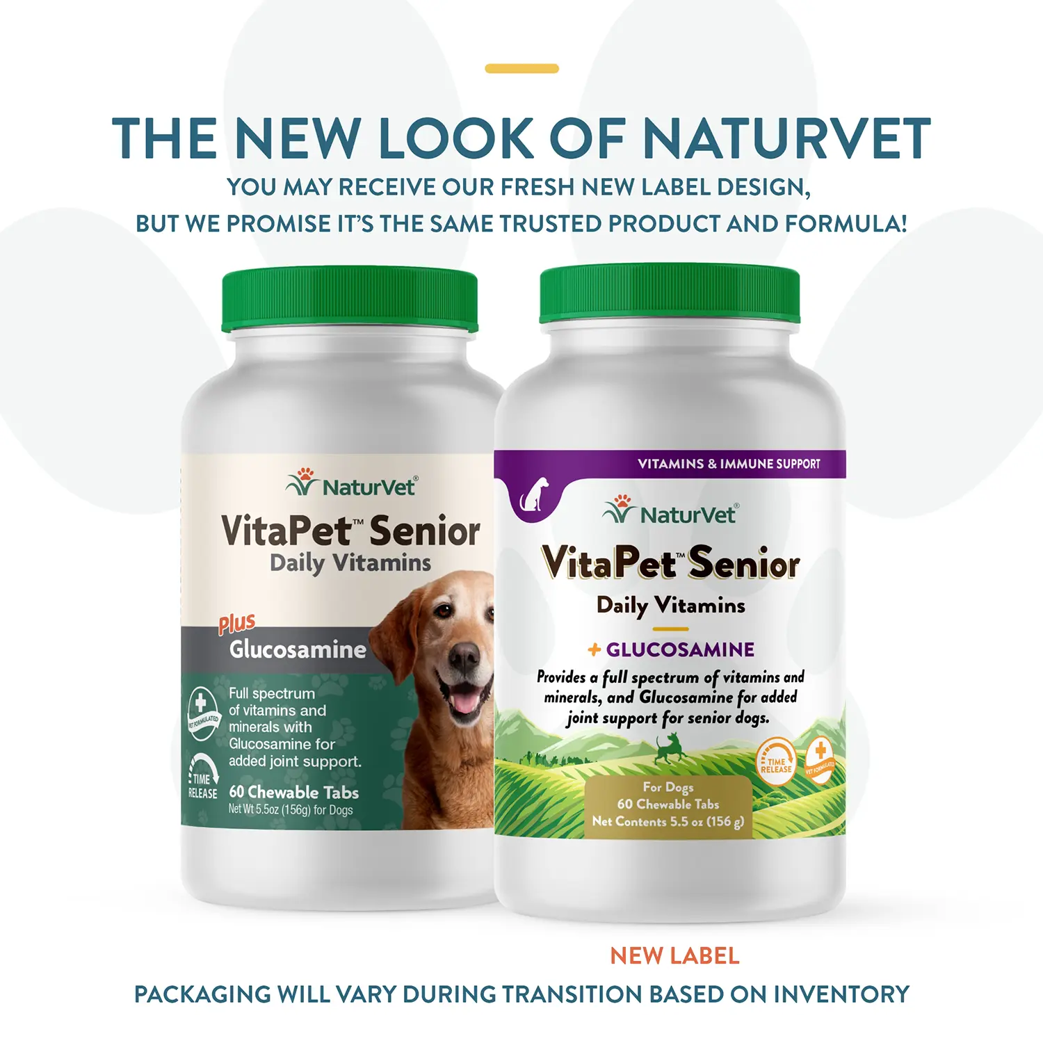 NaturVet VitaPet Senior Daily Vitamins Plus Glucosamine Chewable Tablets for Dogs 60 Count 5.5-oz - Image 2
