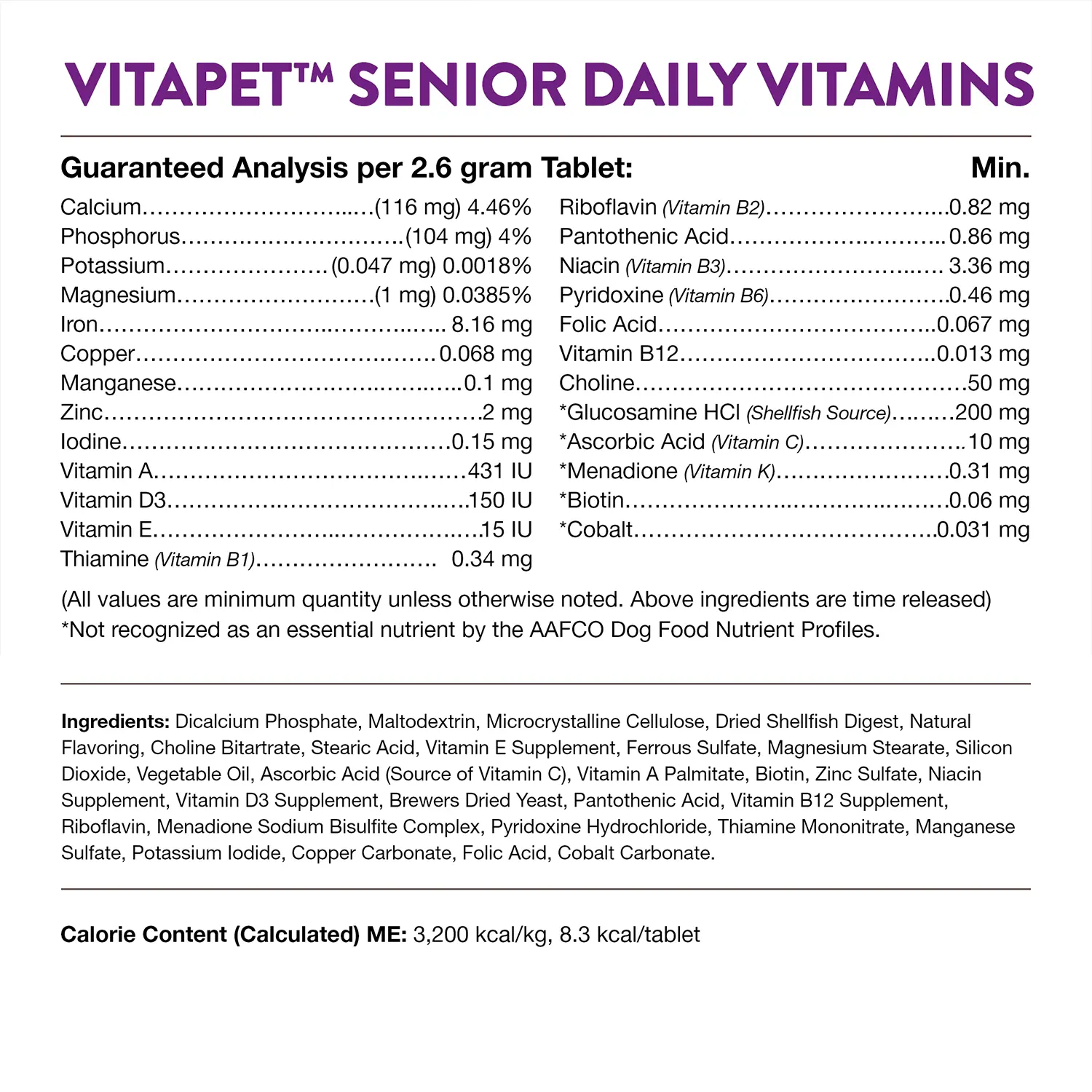 NaturVet VitaPet Senior Daily Vitamins Plus Glucosamine Chewable Tablets for Dogs 60 Count 5.5-oz - Image 4
