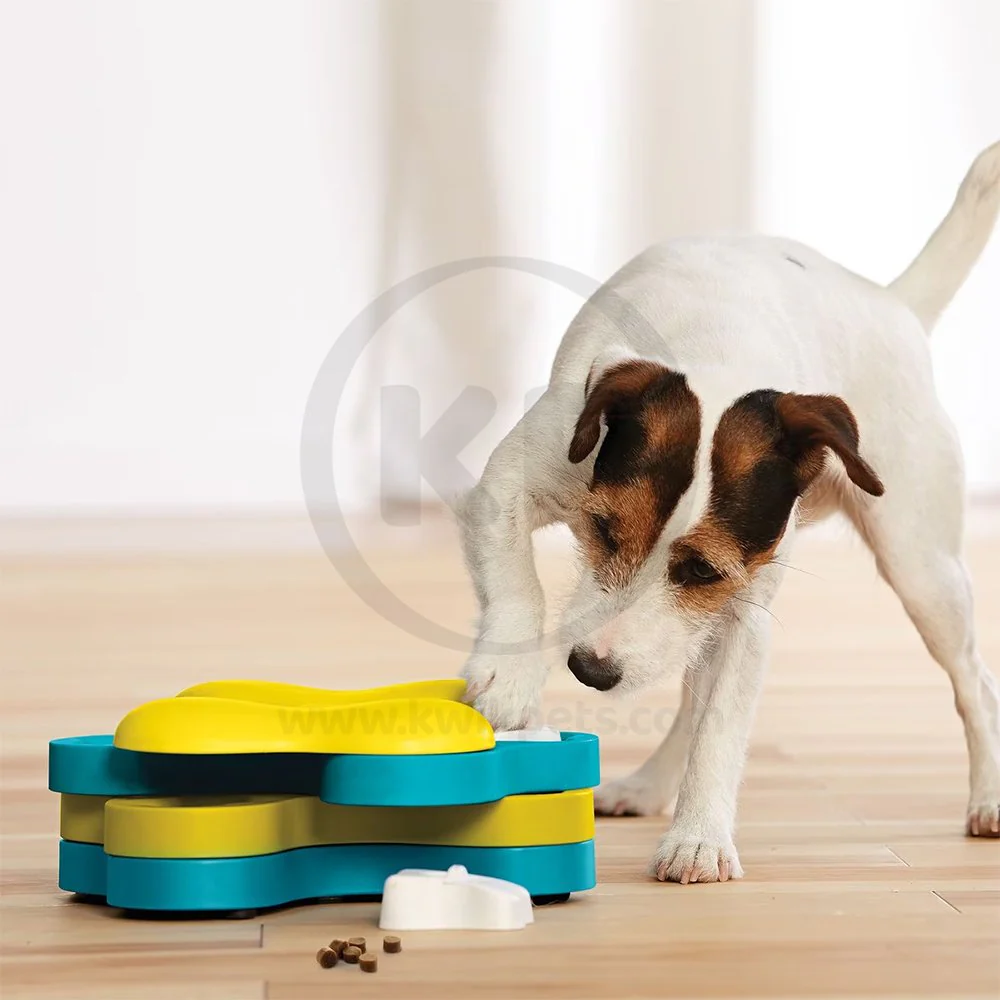 Nina Ottosson Tornado Interactive Dog Toy Blue & Yellow Large 11-in - Image 6