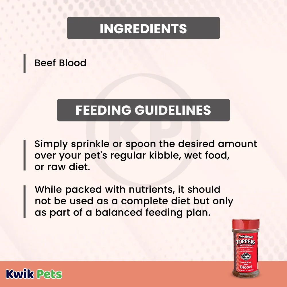 Northwest Naturals Functional Freeze Dried Dog & Cat Food Topper Beef Blood 3.5-oz - Image 4