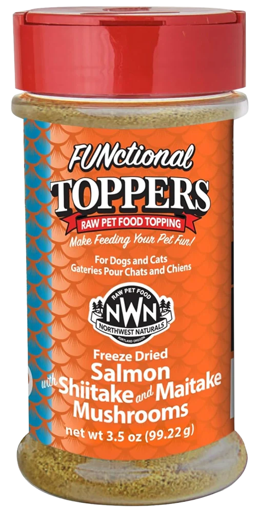 Northwest Naturals Functional Freeze Dried Dog & Cat Food Topper Salmon with Shiitake & Maitake Mushrooms 3.5-oz