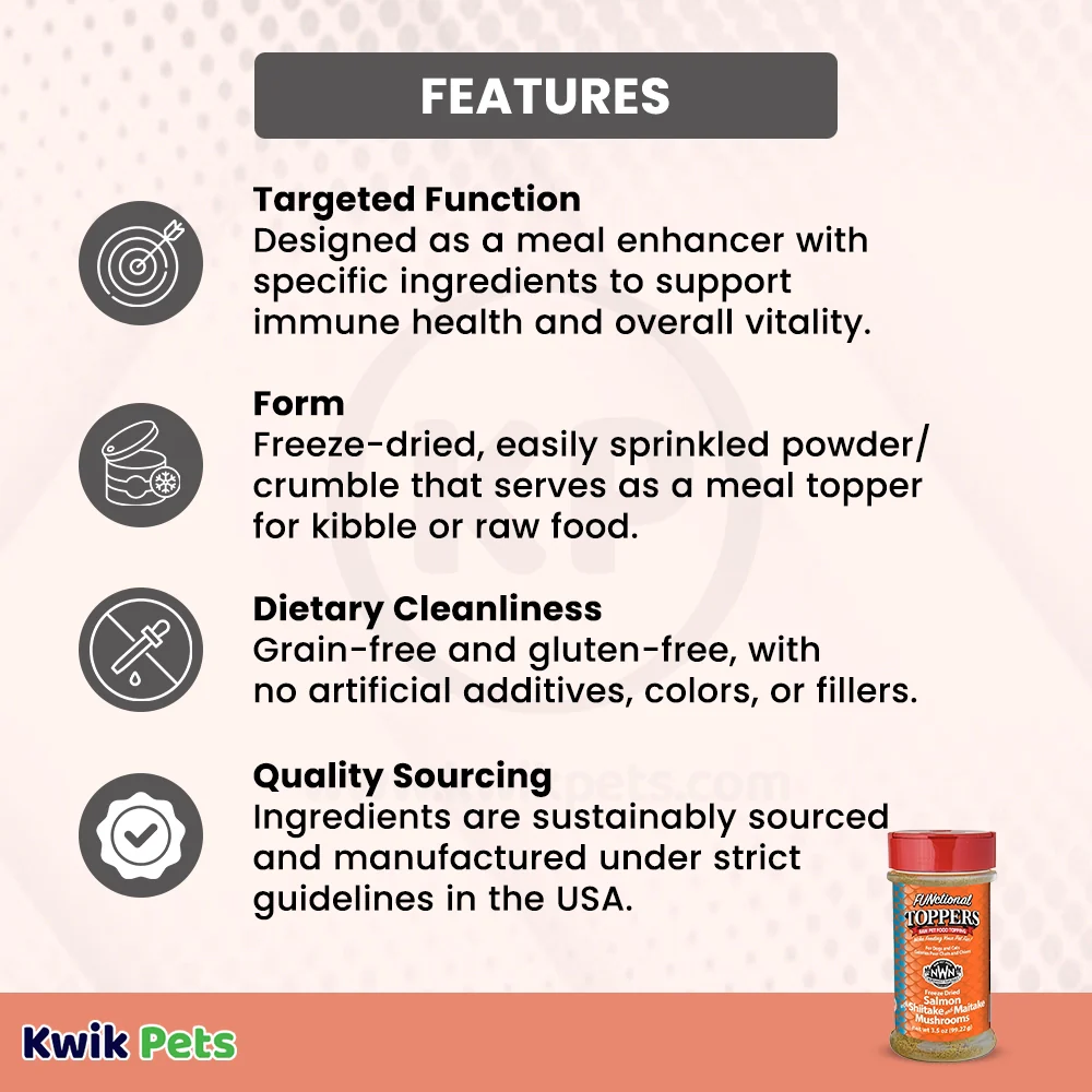 Northwest Naturals Functional Freeze Dried Dog & Cat Food Topper Salmon with Shiitake & Maitake Mushrooms 3.5-oz - Image 3