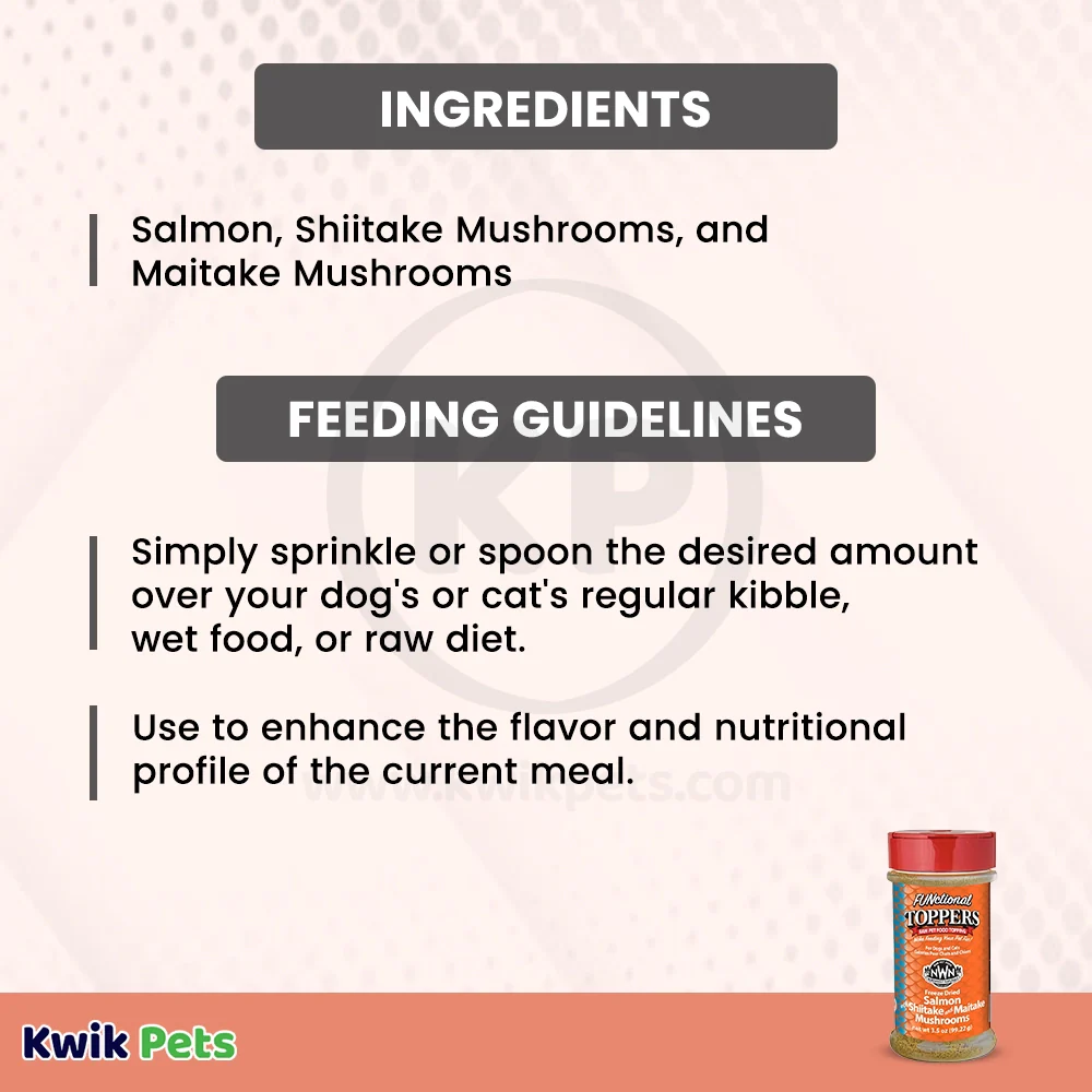 Northwest Naturals Functional Freeze Dried Dog & Cat Food Topper Salmon with Shiitake & Maitake Mushrooms 3.5-oz - Image 5
