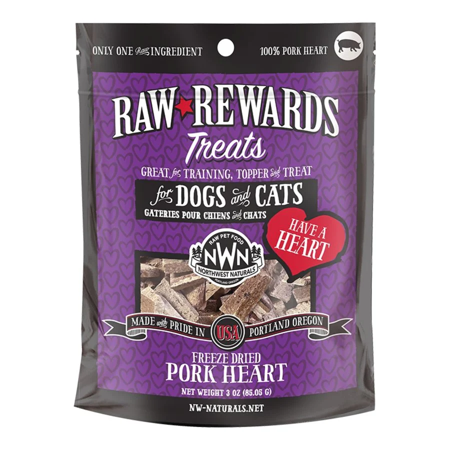 Northwest Naturals Raw Rewards Freeze Dried Dog & Cat Treats Pork Heart 3-oz