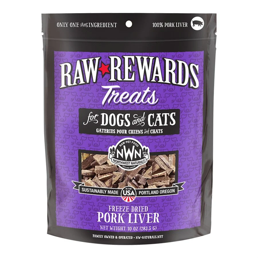 Northwest Naturals Raw Rewards Freeze Dried Dog & Cat Treats Pork Liver 10-oz