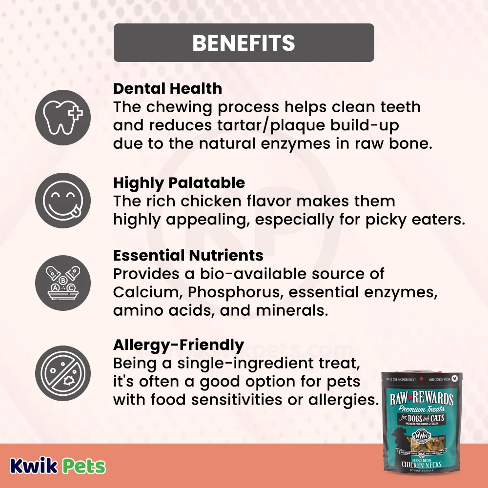 Northwest Naturals Raw Rewards Premium Freeze Dried Dog & Cat Treats Chicken Neck 4-oz - Image 4
