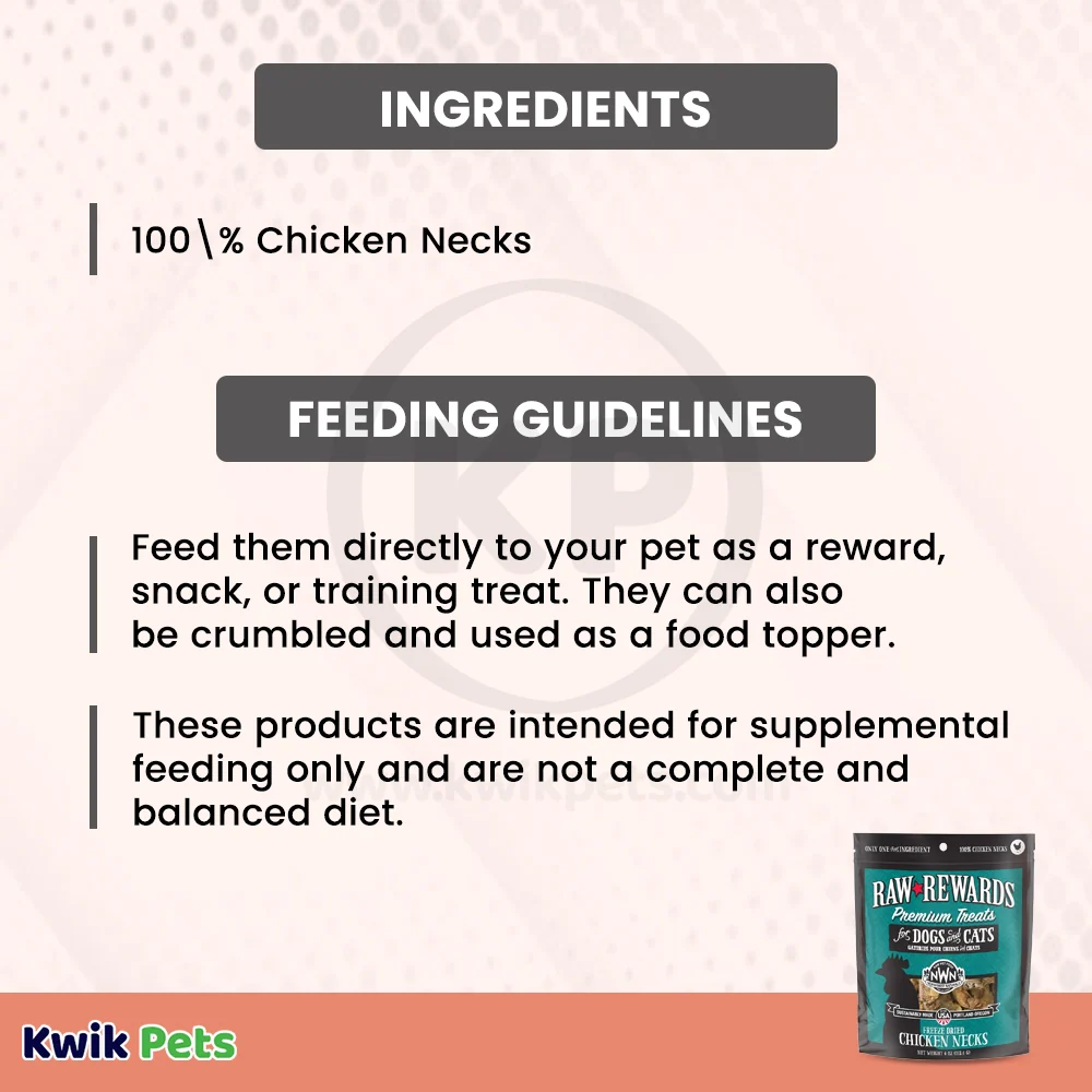 Northwest Naturals Raw Rewards Premium Freeze Dried Dog & Cat Treats Chicken Neck 4-oz - Image 5