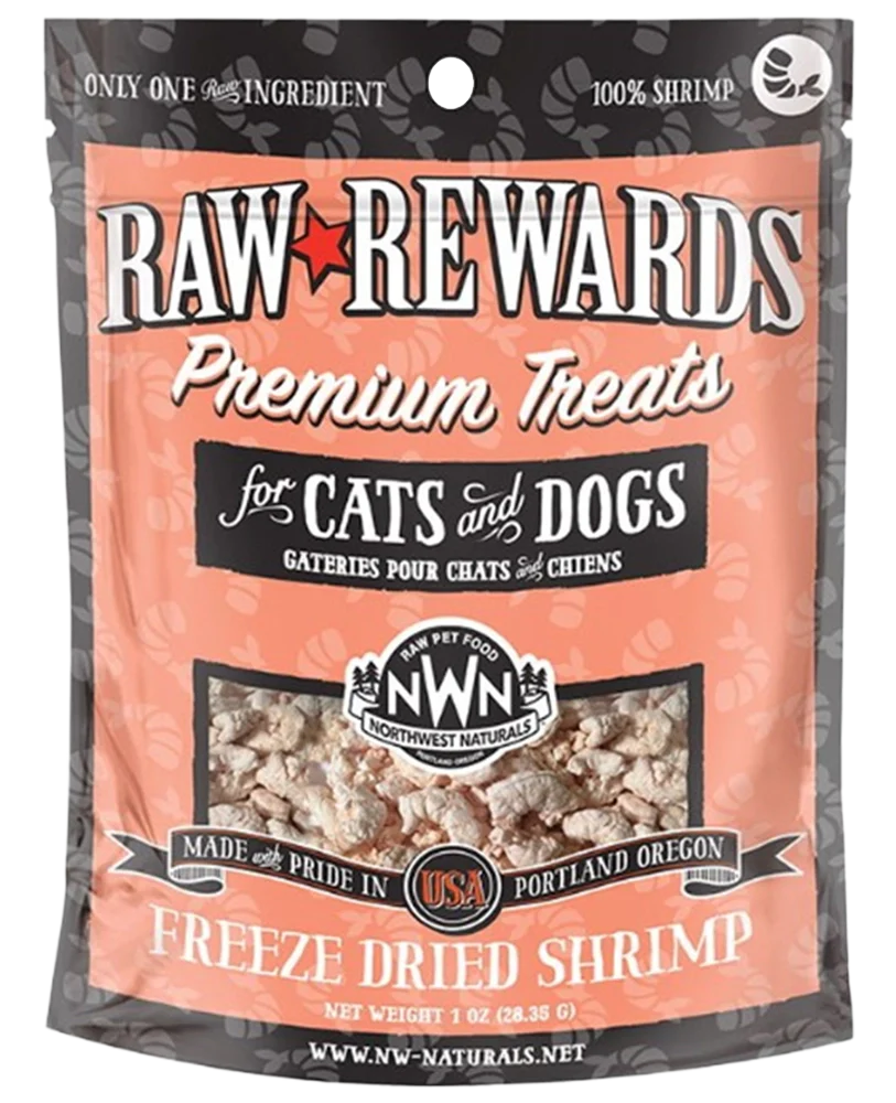 Northwest Naturals Raw Rewards Premium Freeze Dried Dog & Cat Treats Shrimp 1-oz
