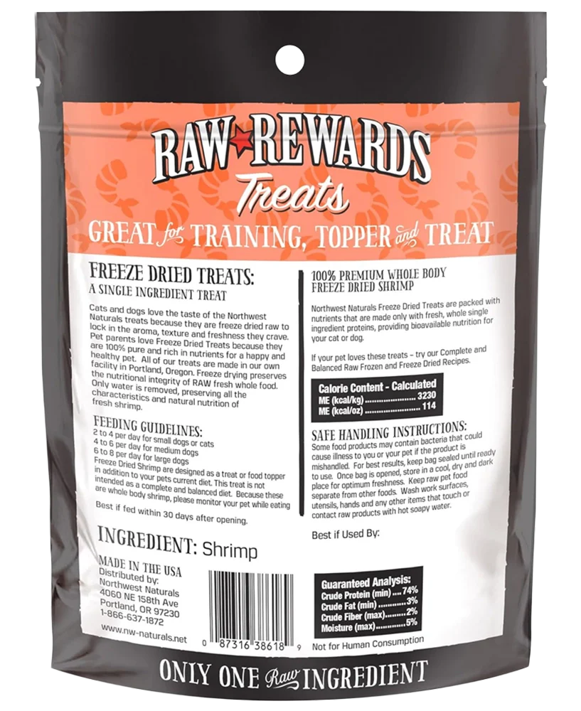 Northwest Naturals Raw Rewards Premium Freeze Dried Dog & Cat Treats Shrimp 1-oz - Image 2