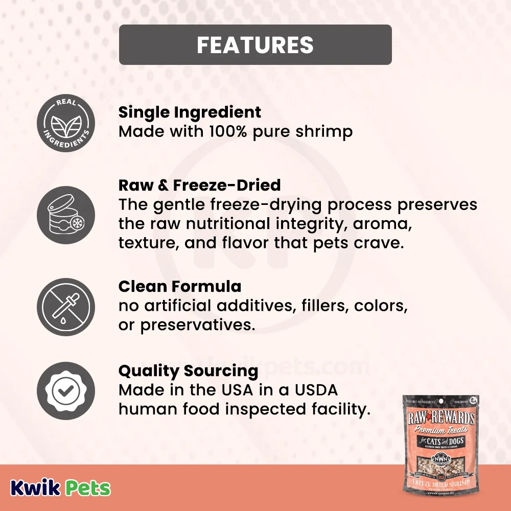 Northwest Naturals Raw Rewards Premium Freeze Dried Dog & Cat Treats Shrimp 1-oz - Image 3