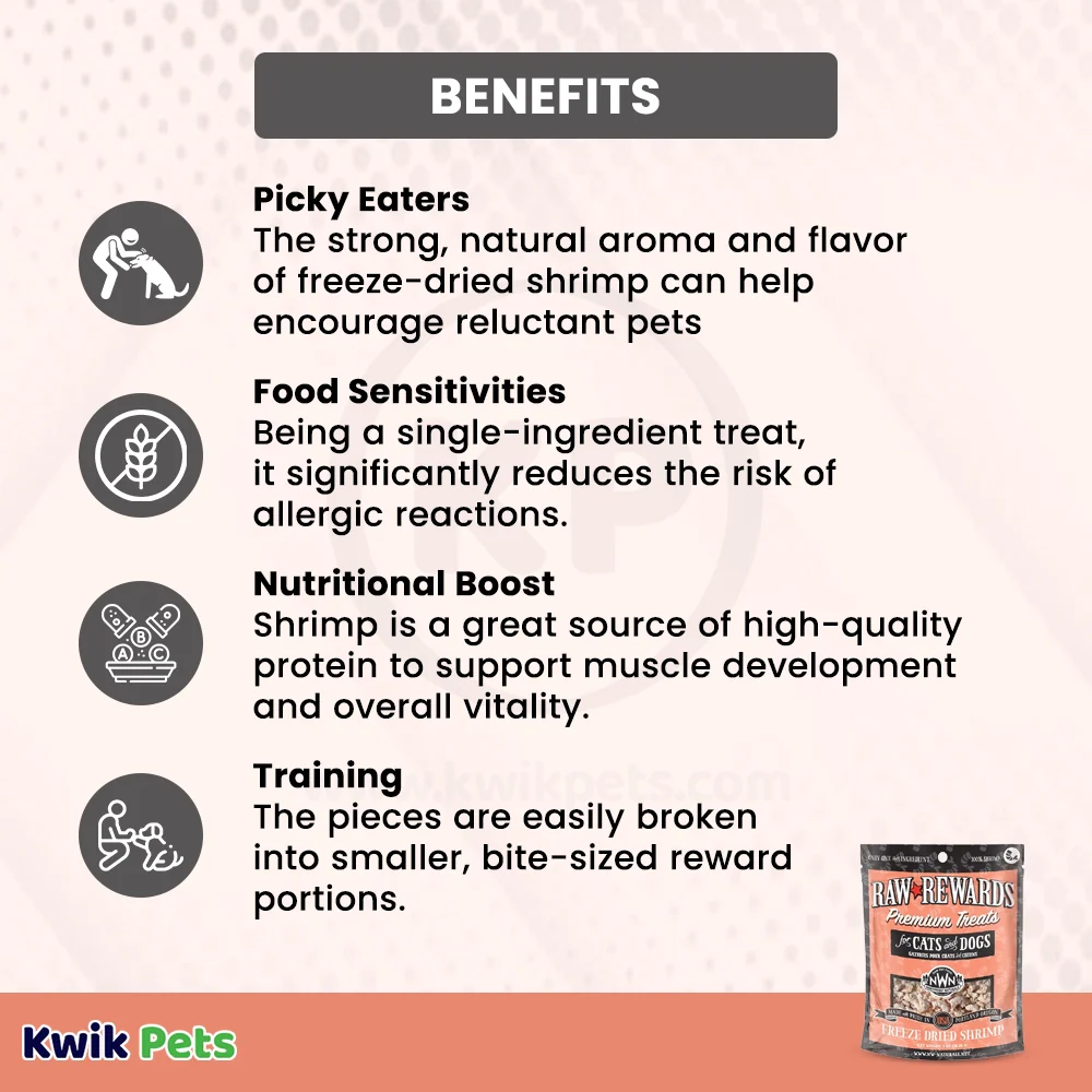 Northwest Naturals Raw Rewards Premium Freeze Dried Dog & Cat Treats Shrimp 1-oz - Image 4