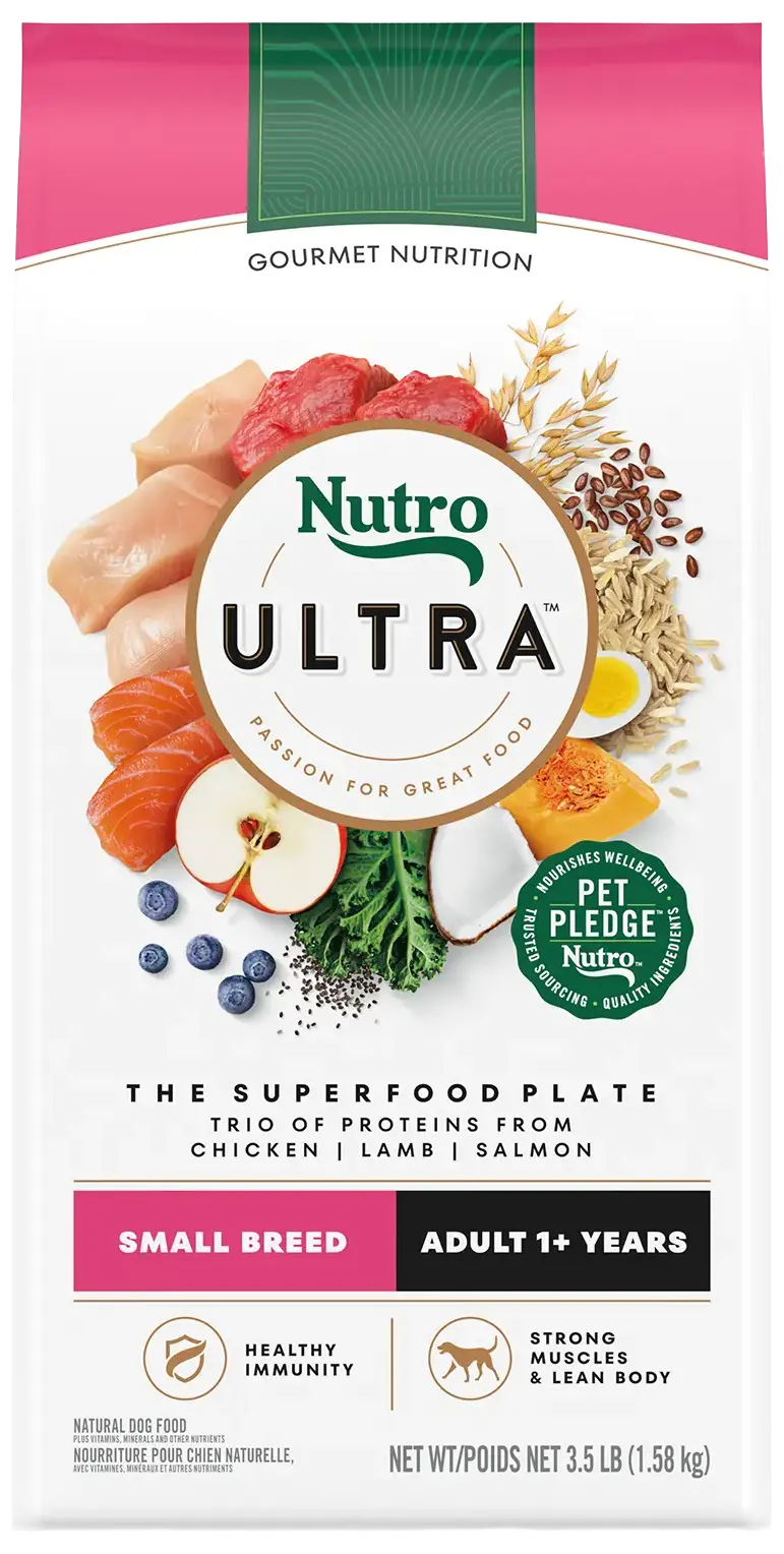 Nutro Ultra Small Breed Adult Dry Dog Food Chicken, Lamb & Salmon Plate 3.5-lb
