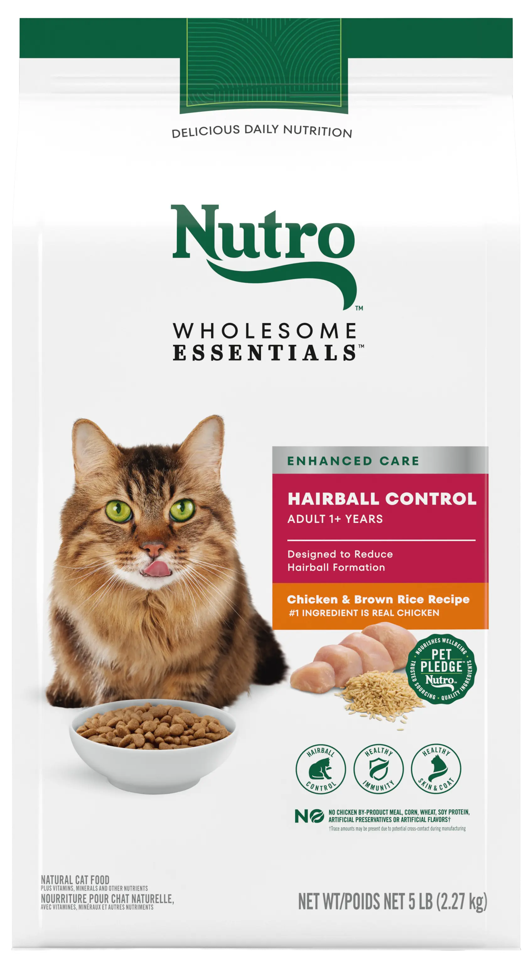 Nutro Wholesome Essentials Chicken & Brown Rice Hairball Control Adult Dry Cat Food 5-lb