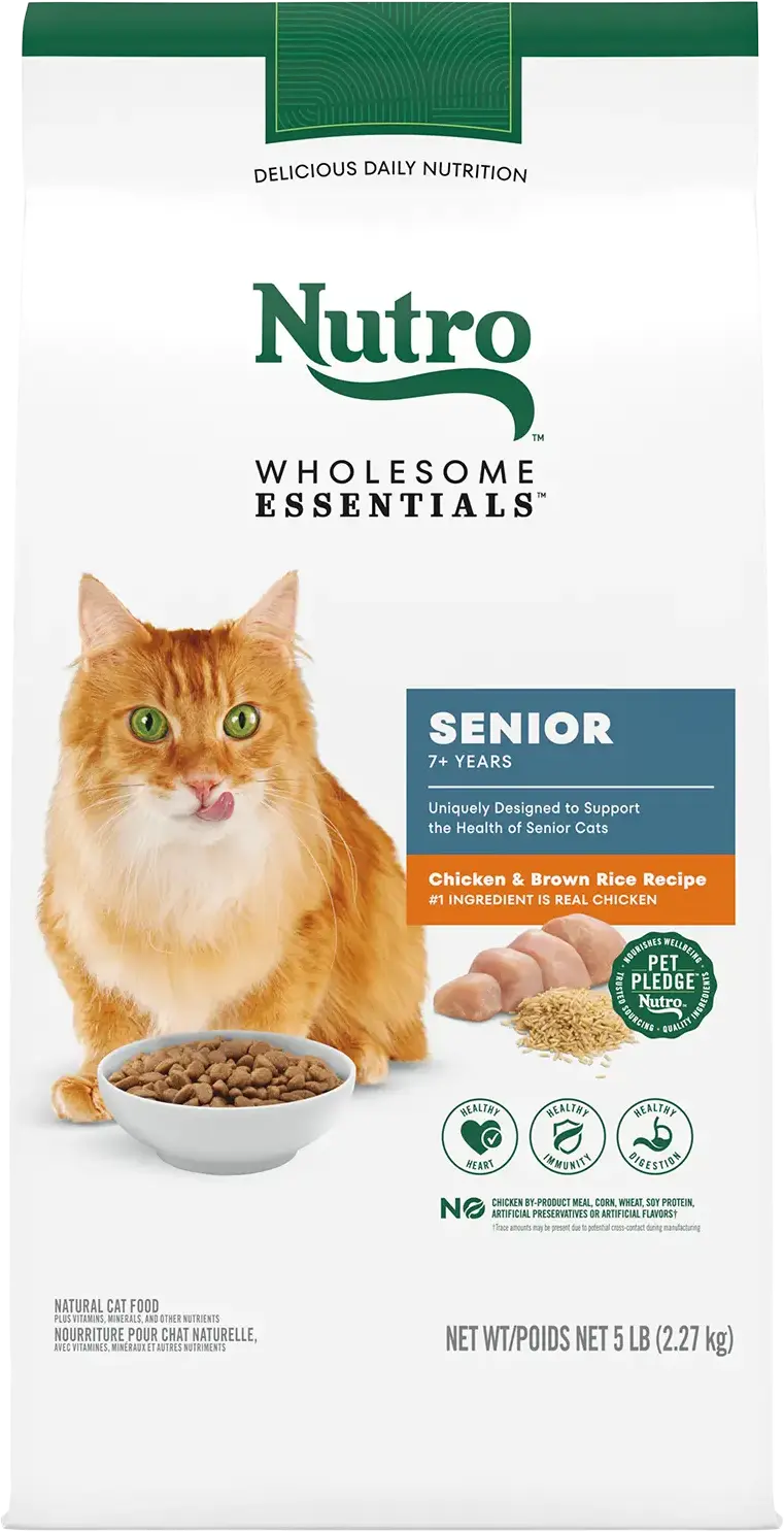 Nutro Wholesome Essentials Chicken & Brown Rice Recipe Senior Dry Cat Food 5-lb