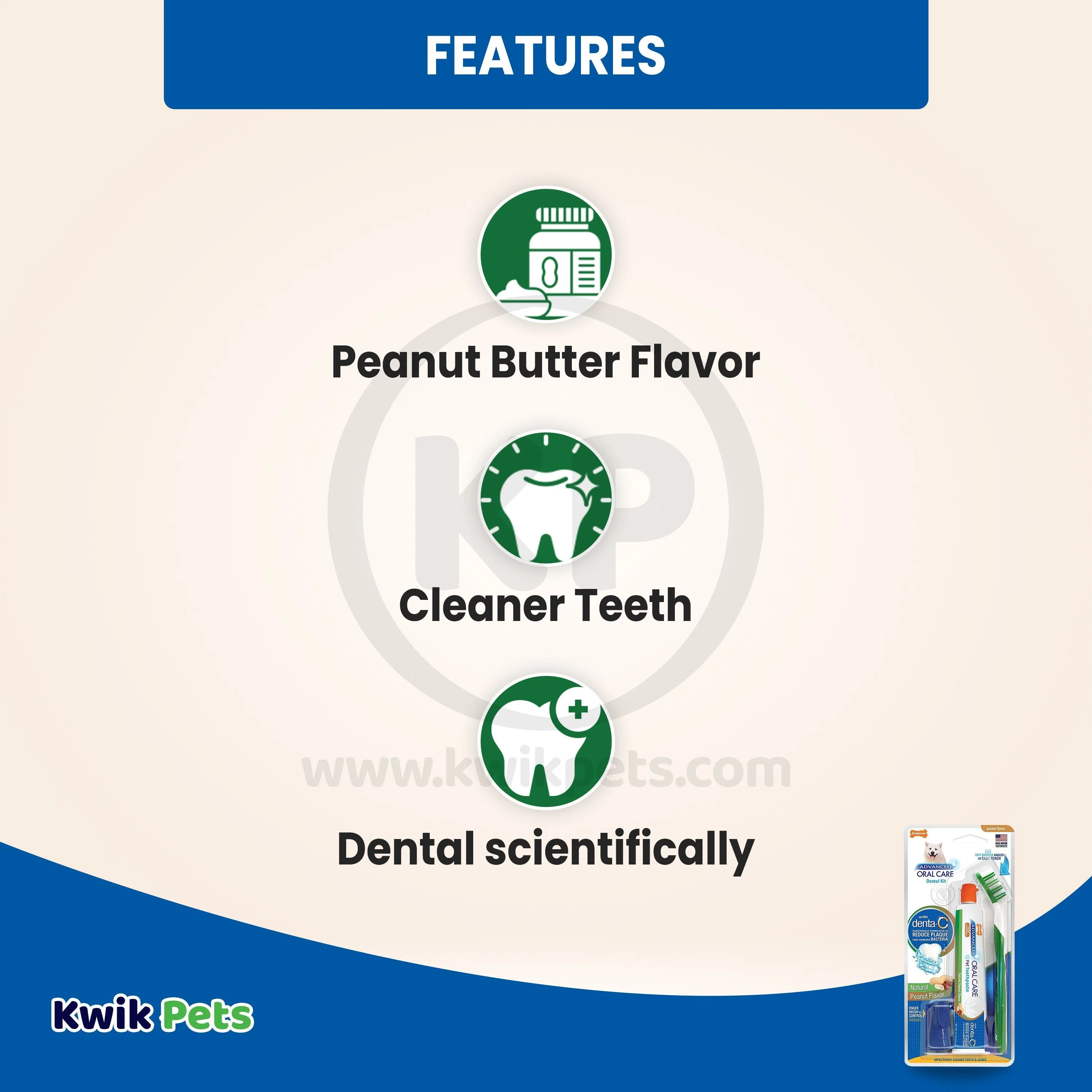 Nylabone Advanced Oral Care Natural Dog Dental Kit Peanut Butter 3 Count 2.5-oz - Image 3