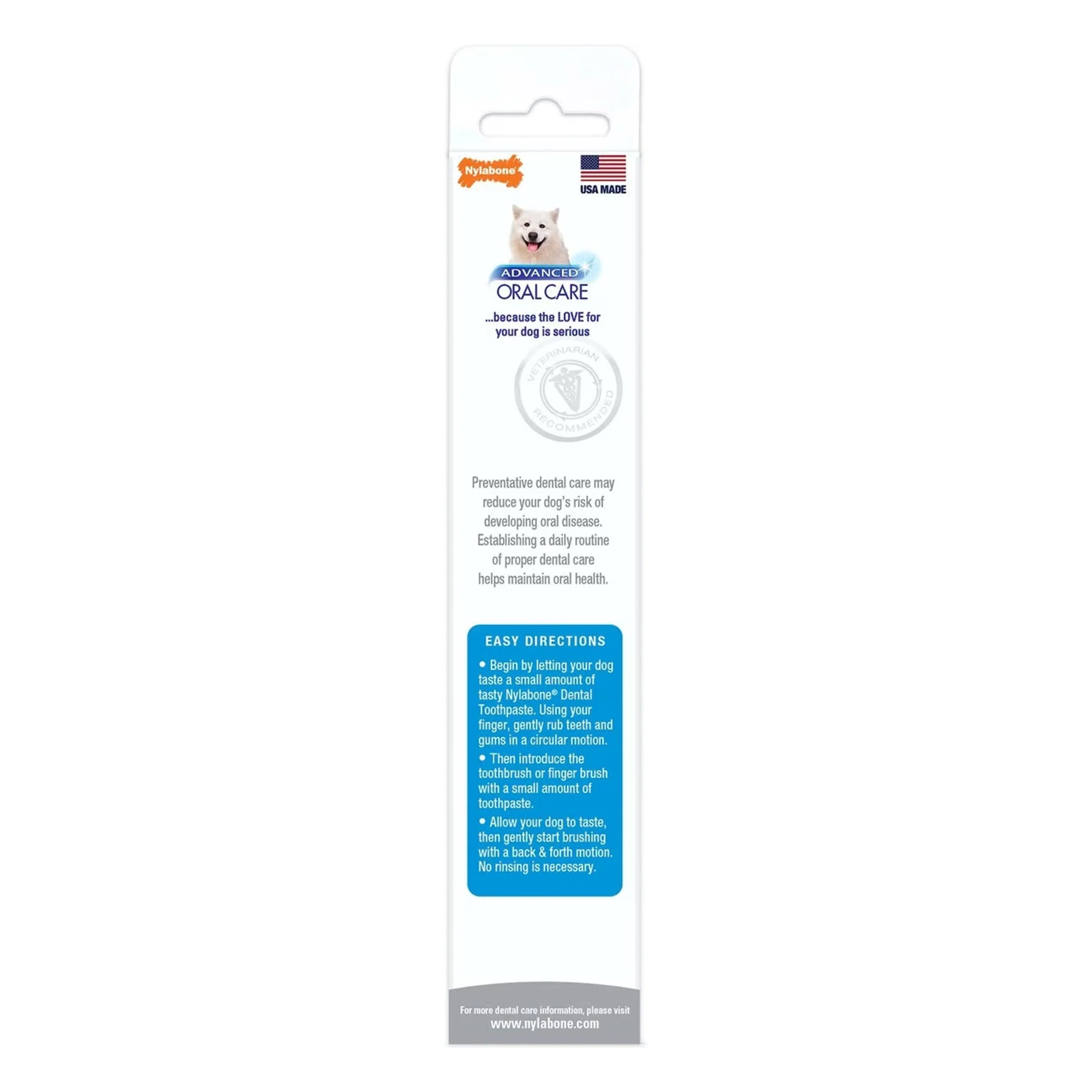 Nylabone Advanced Oral Care Tartar Control Dog Toothpaste Original 2.5-oz - Image 2