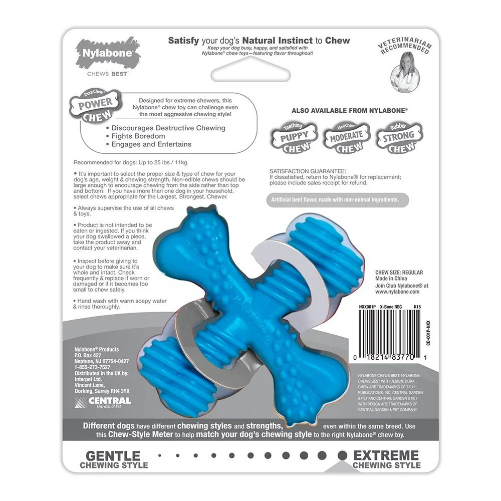 Nylabone Comfort Hold X Bone Power Chew Durable Dog Toy Beef Small/Regular - Up To 25 Ibs - Image 2