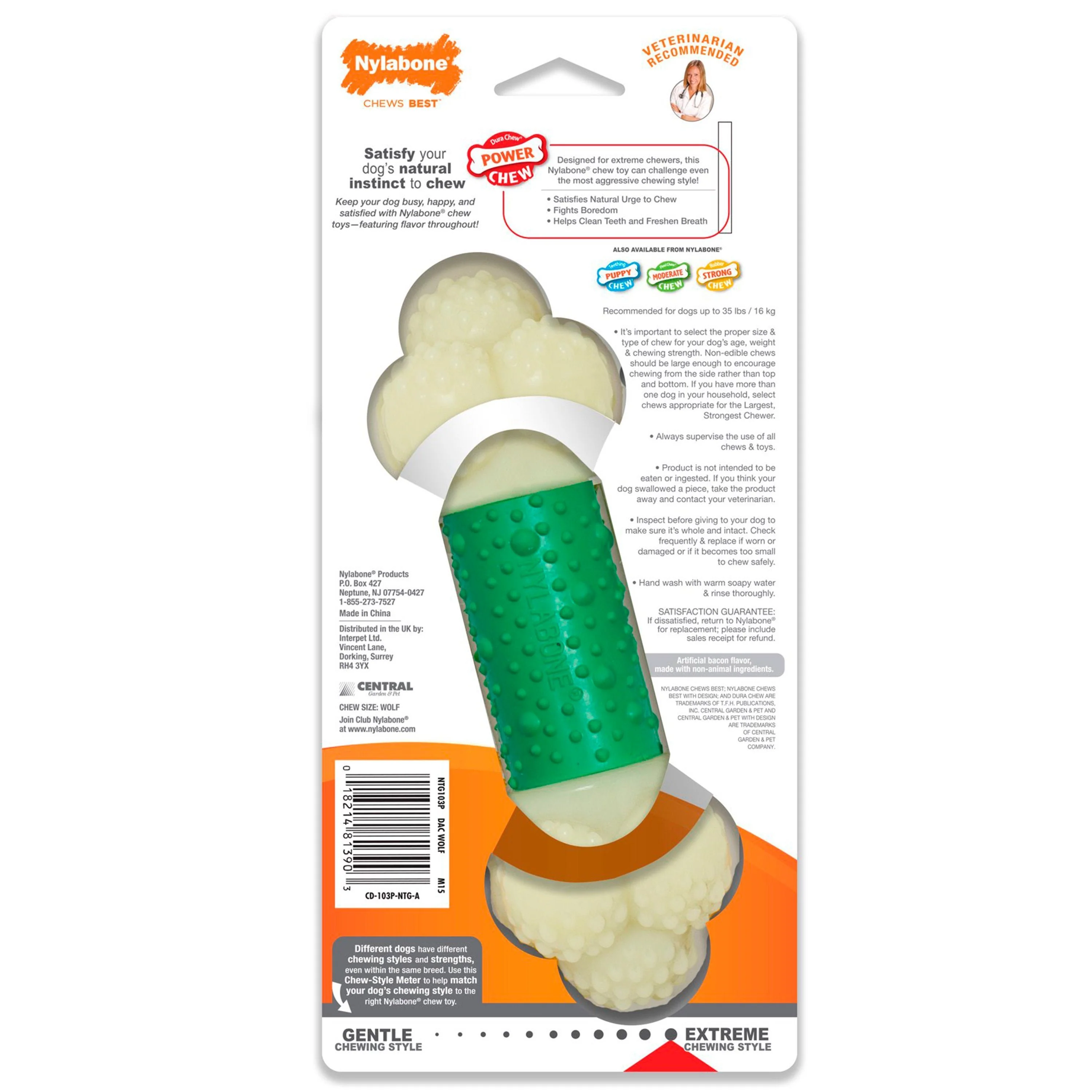 Nylabone Power Chew Double Action Durable Dog Toy Bacon Medium/Wolf - Up To 35 lbs - Image 2