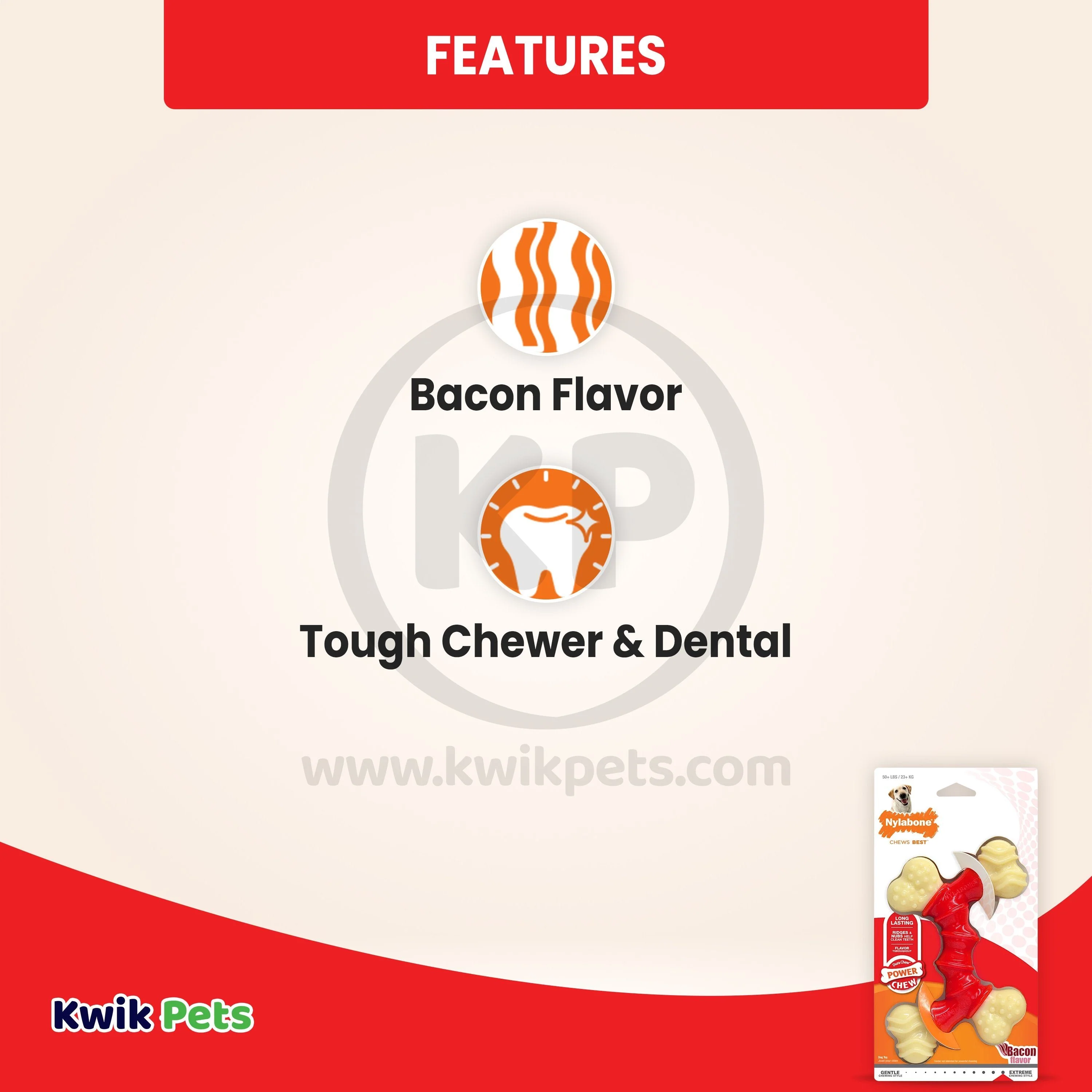 Nylabone Power Chew Double Bone Dog Toy Bacon XL/Souper - 50+ lbs - Image 3